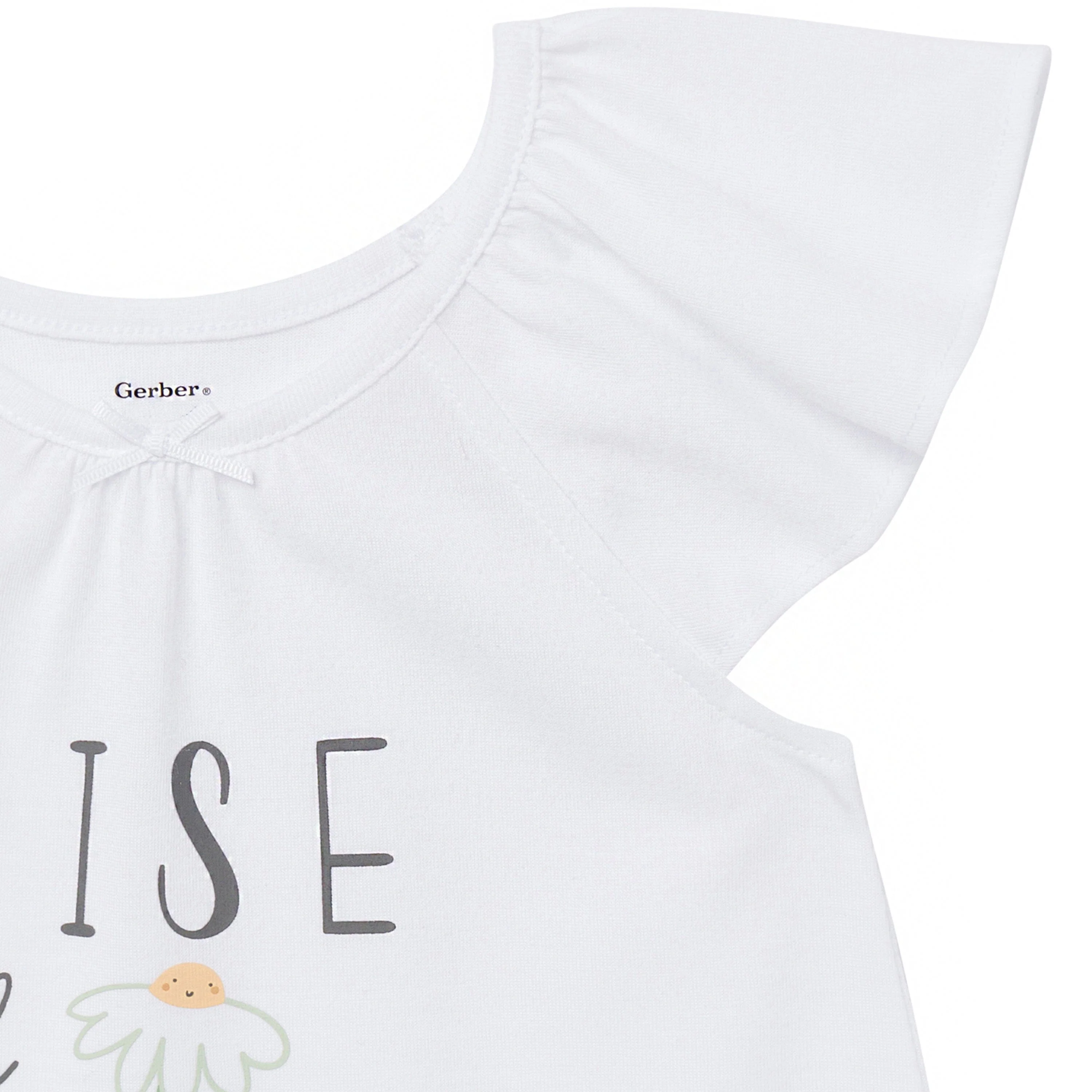 3-Piece Toddler Girls Daisies T-Shirt, Shorts & Pants Pajama Set - Image 3