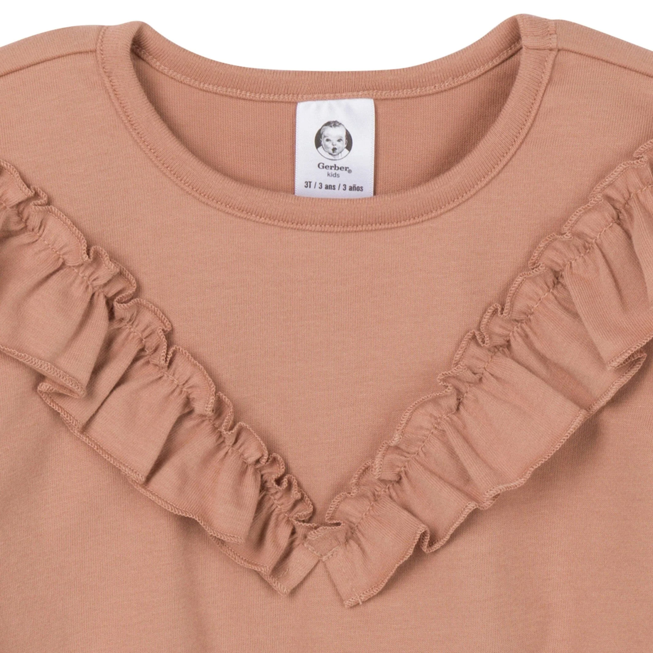 3-Piece Toddler Girls Tan Tops and Pants - Image 3