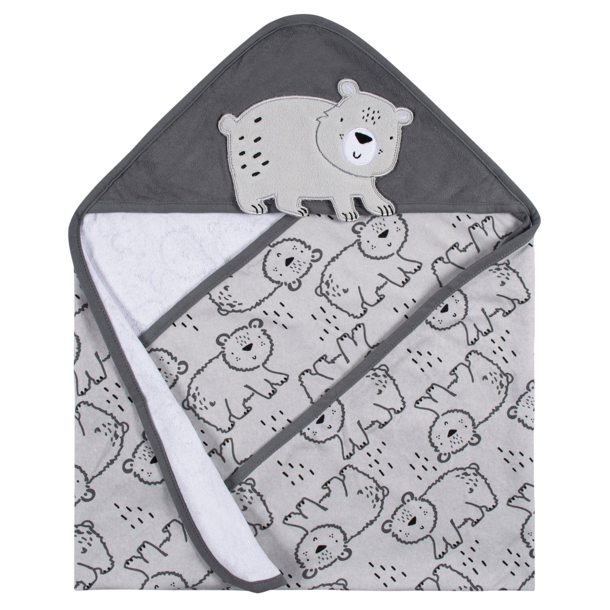 4-Piece Baby Boys Bear Hooded Towel and Washcloths - Image 2