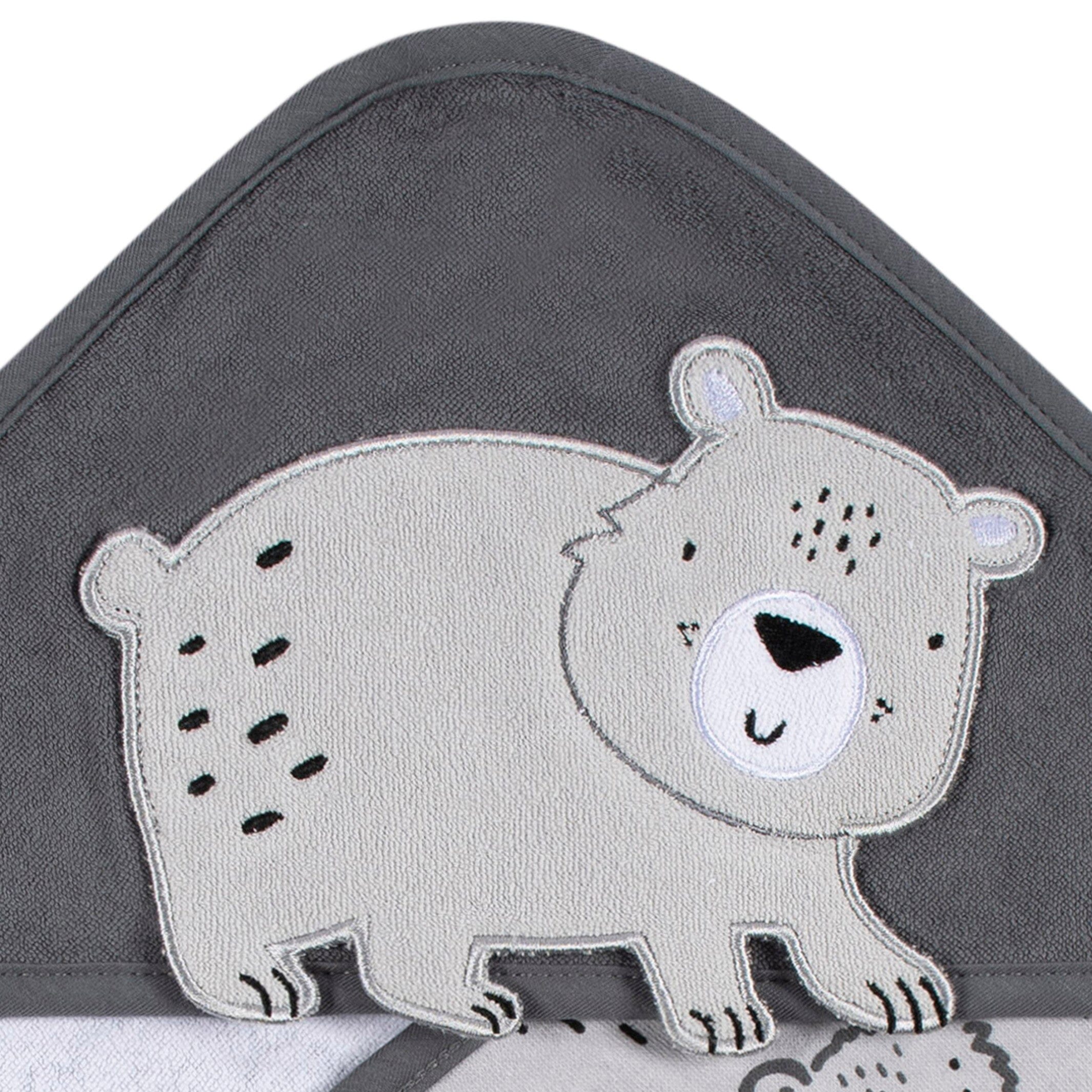 4-Piece Baby Boys Bear Hooded Towel and Washcloths - Image 3