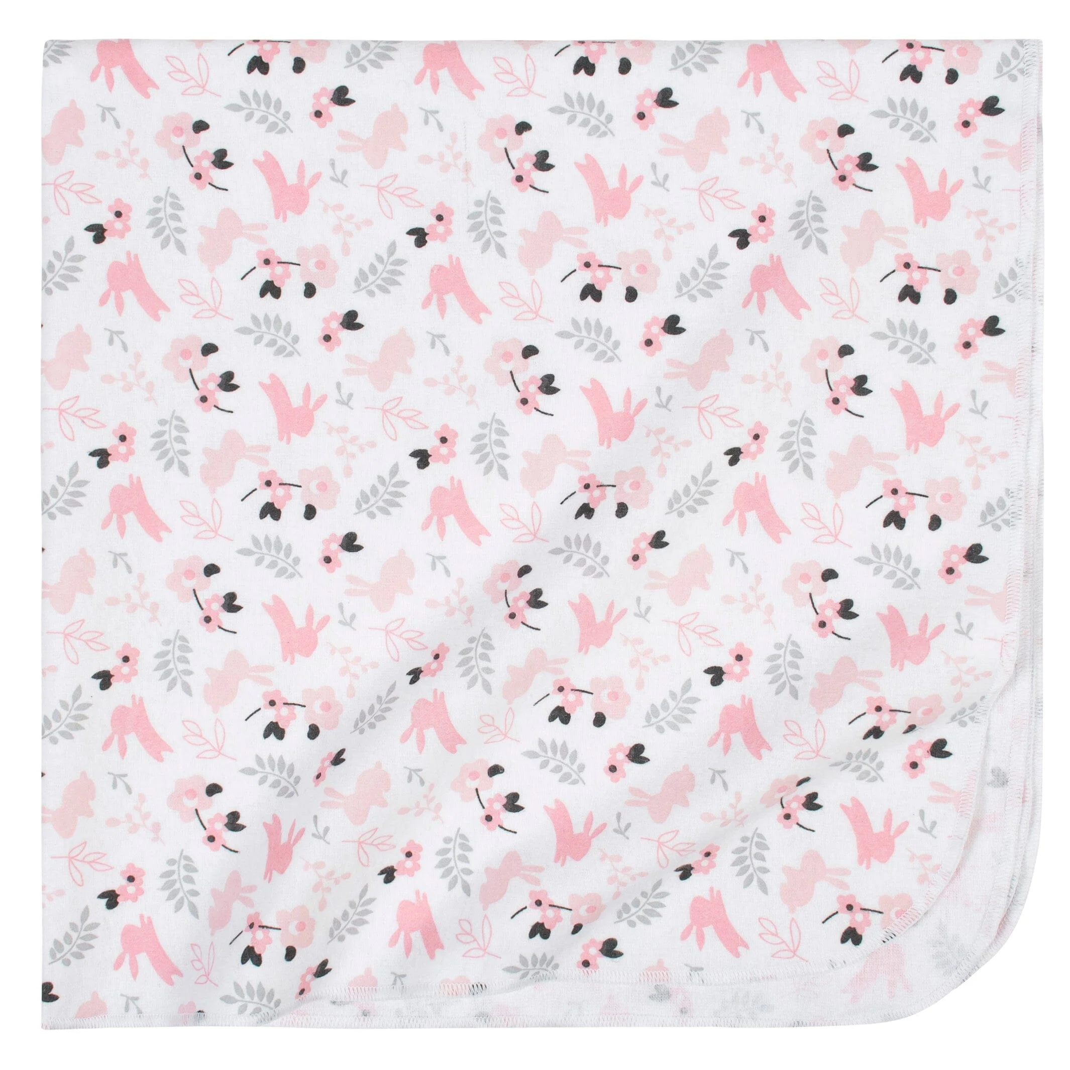 4-Pack Baby Girls Bunnies Flannel Blankets - Image 2