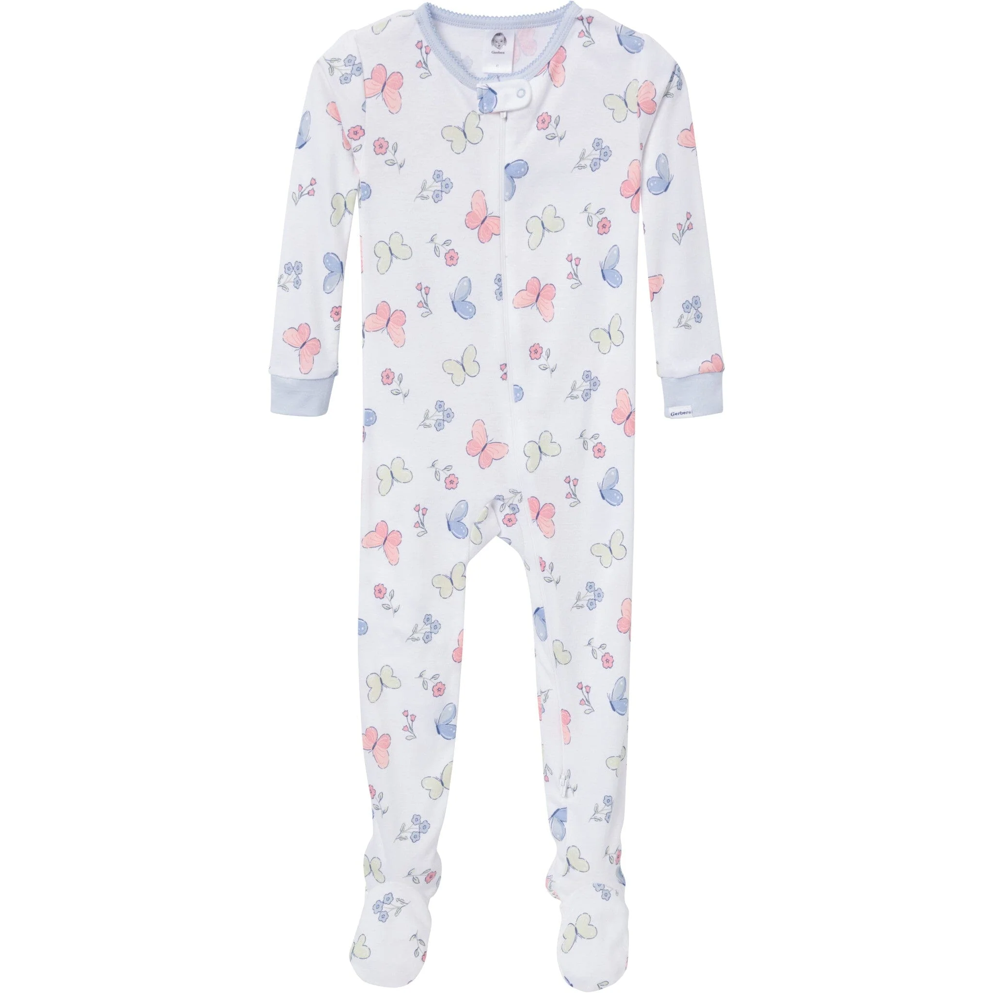 4-Pack Baby & Toddler Girls Butterflies Snug Fit Footed Pajamas - Image 4