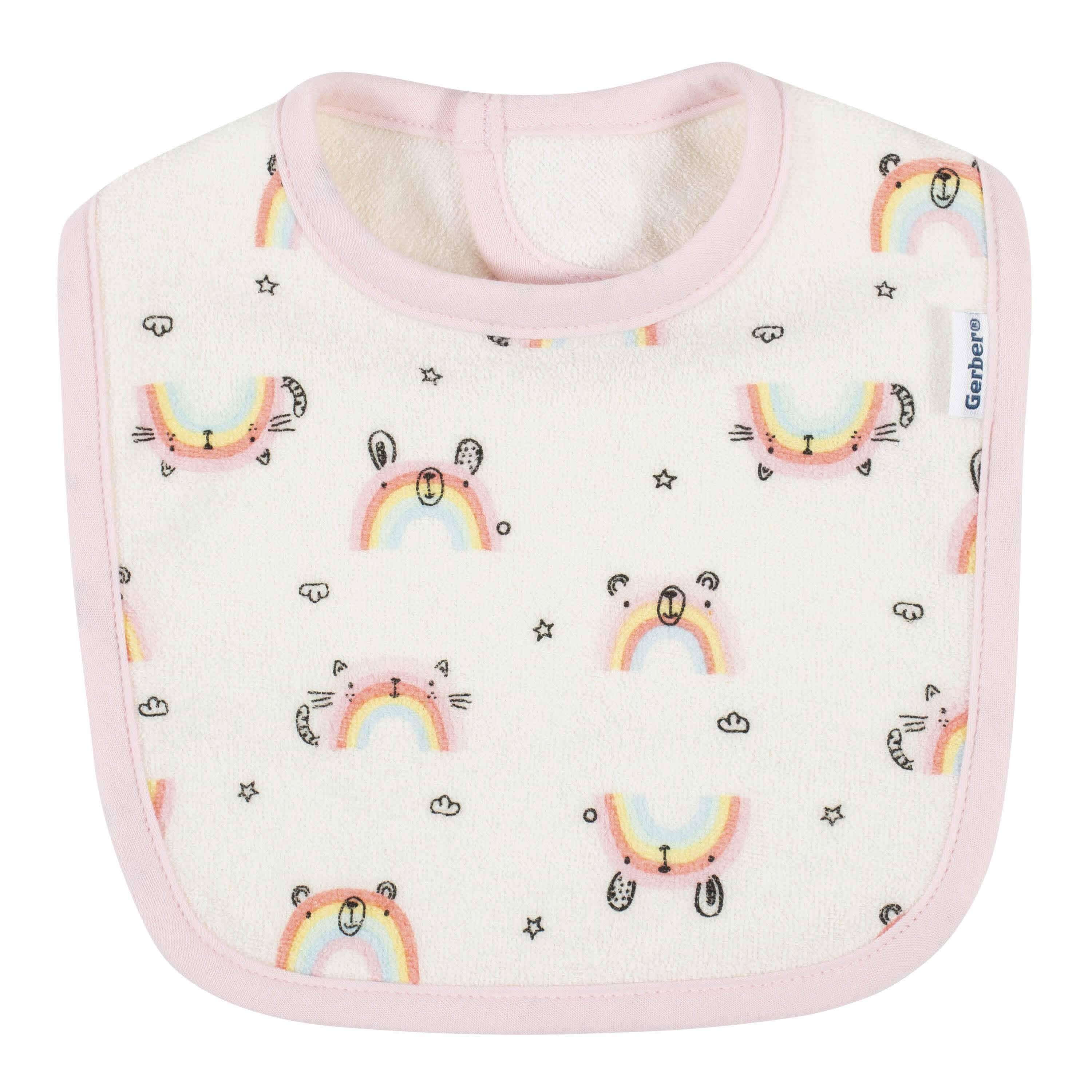 4-Pack Baby Girls Rainbow Bibs - Image 3