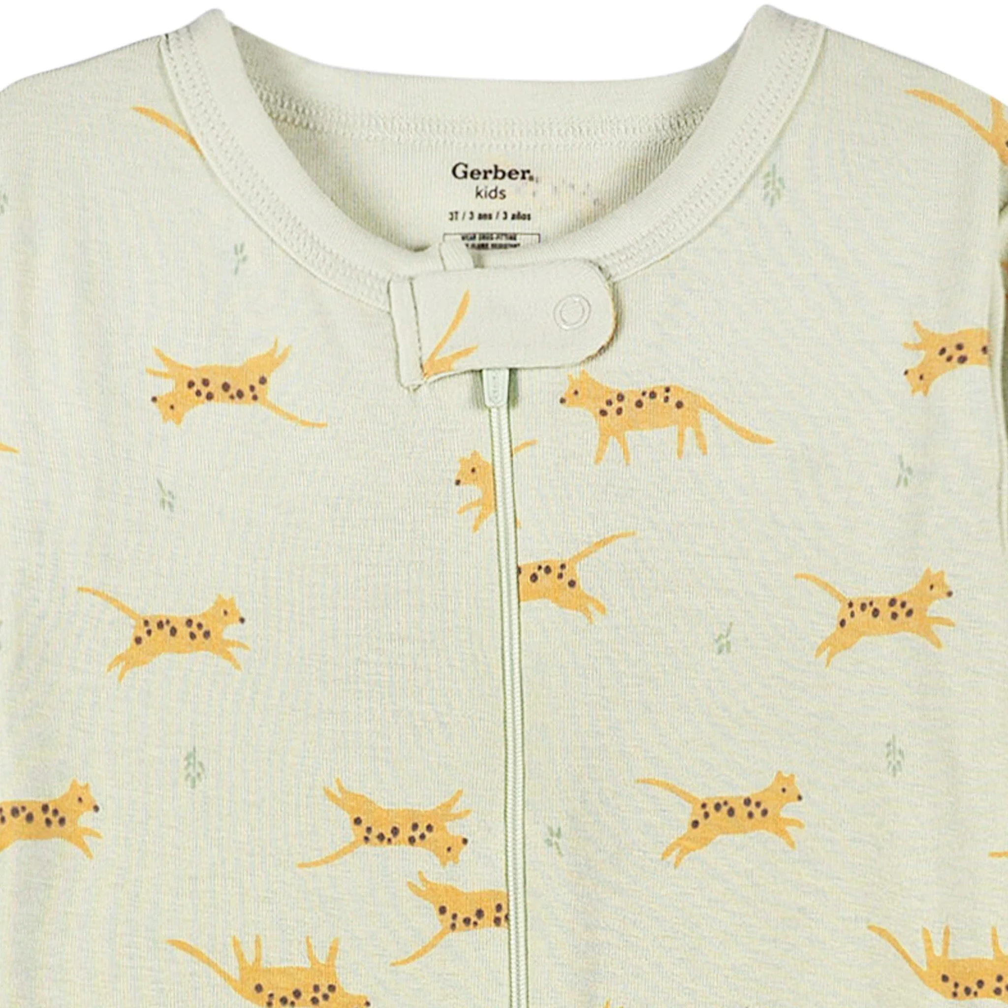 4-Pack Baby & Toddler Neutral Safari Snug Fit Footed Pajamas - Image 3