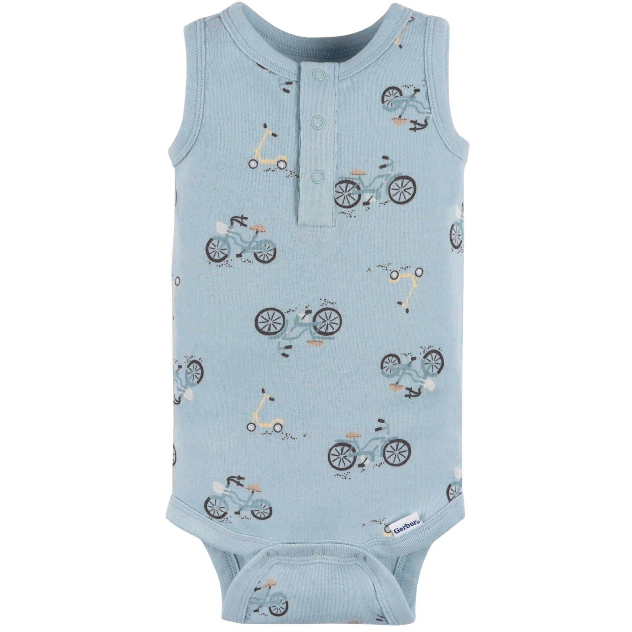 4-Pack Baby Boys Blue Bike Sleeveless Onesies® Bodysuits - Image 8