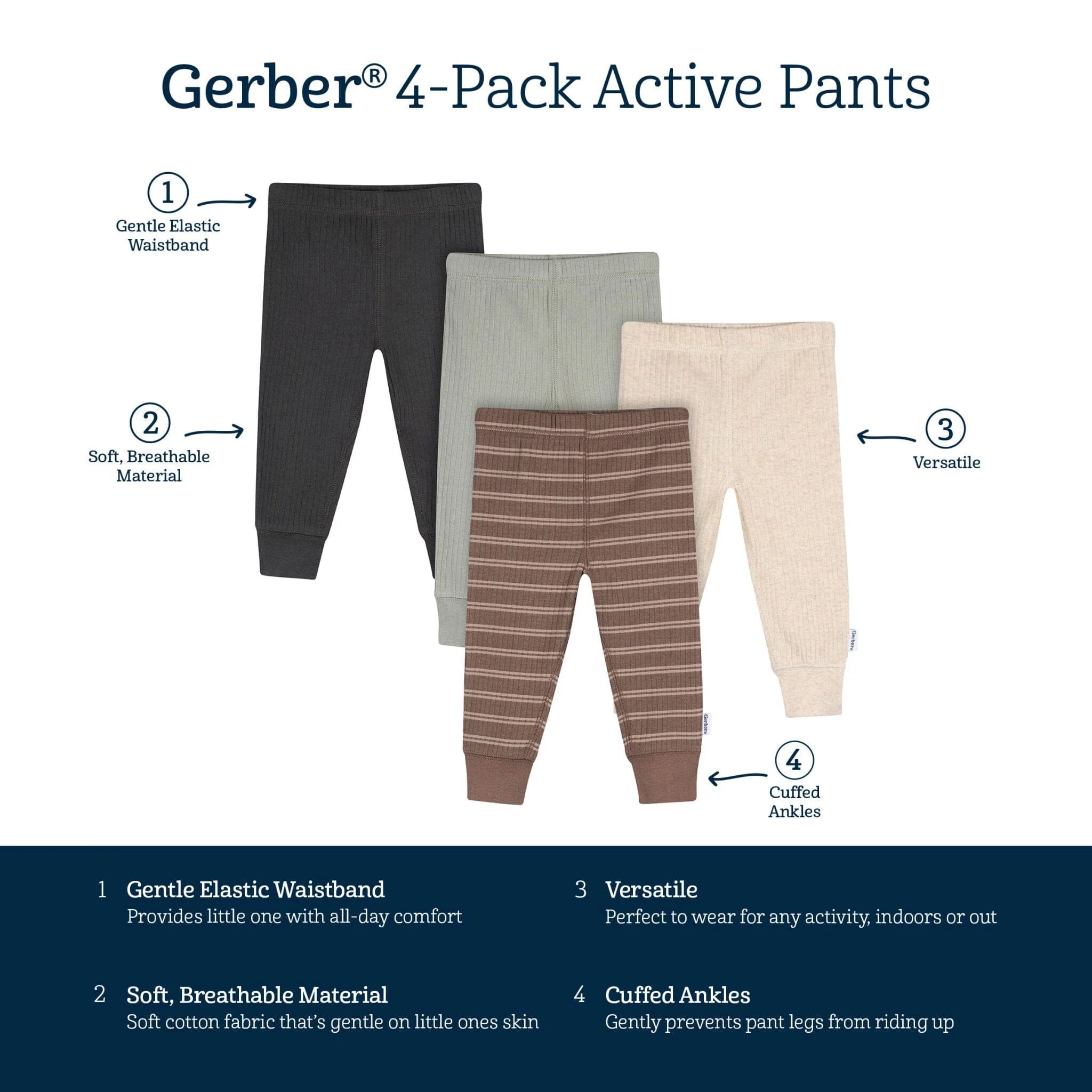 4-Pack Baby Boys Dark Shadow Active Pants - Image 6