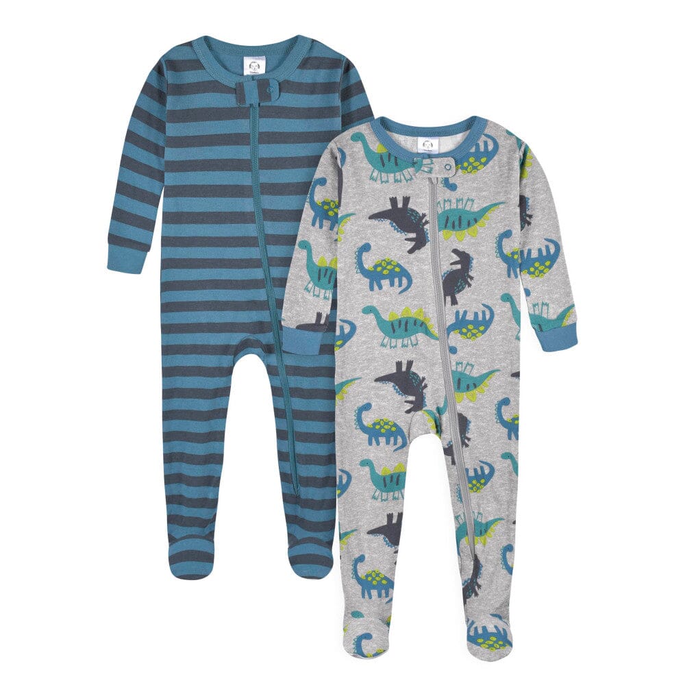4-Pack Baby & Toddler Boys Dino & Artic Animals Snug Fit Footed Cotton Pajamas - Image 2