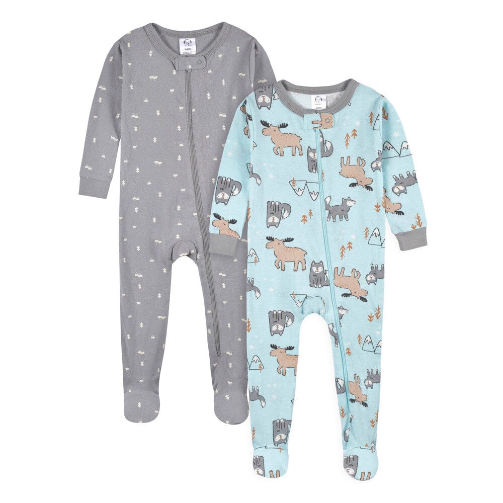 4-Pack Baby & Toddler Boys Dino & Artic Animals Snug Fit Footed Cotton Pajamas - Image 3