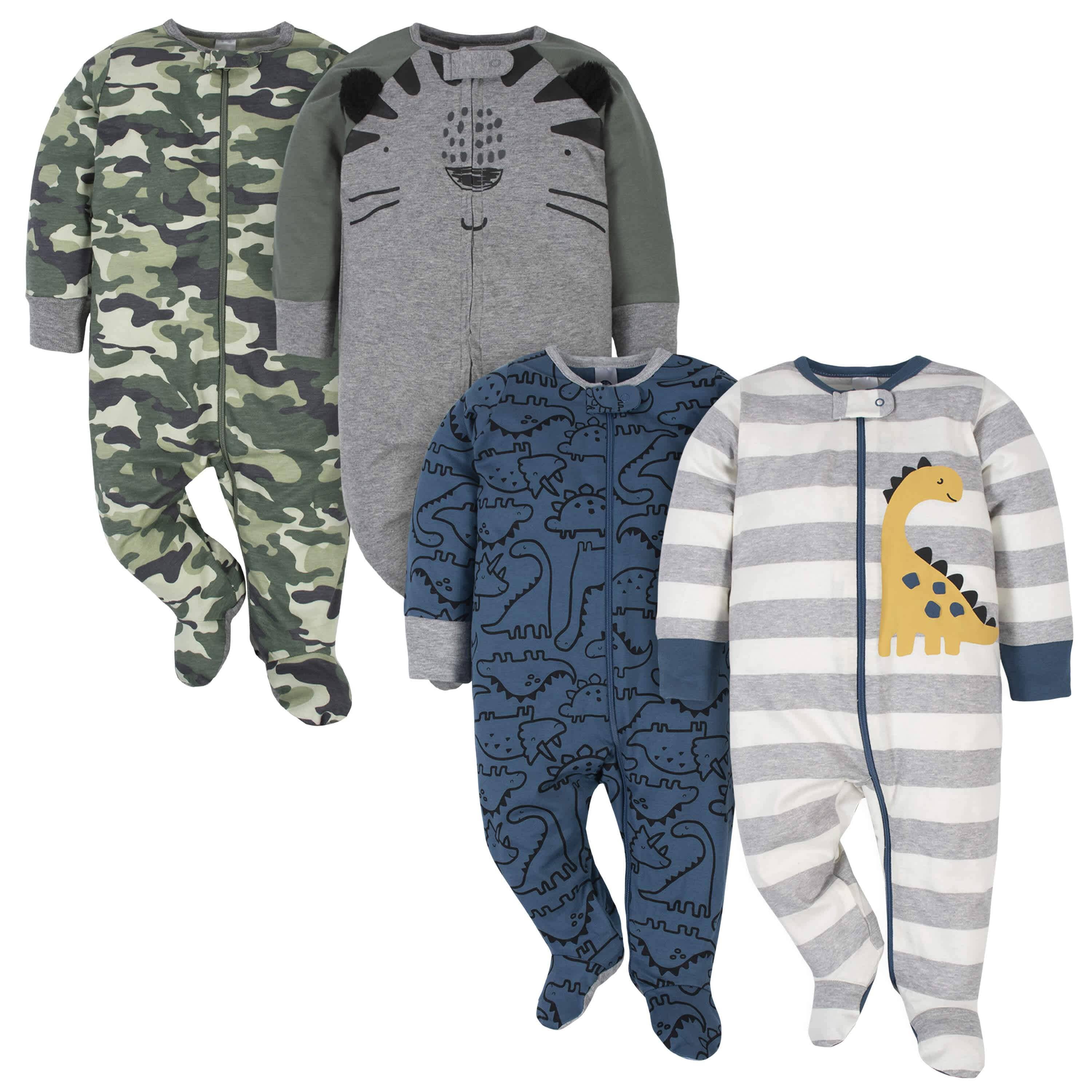 GerberĀ® 4-Pack Baby Boys Dino & Tiger Sleep 'N Play Bundle