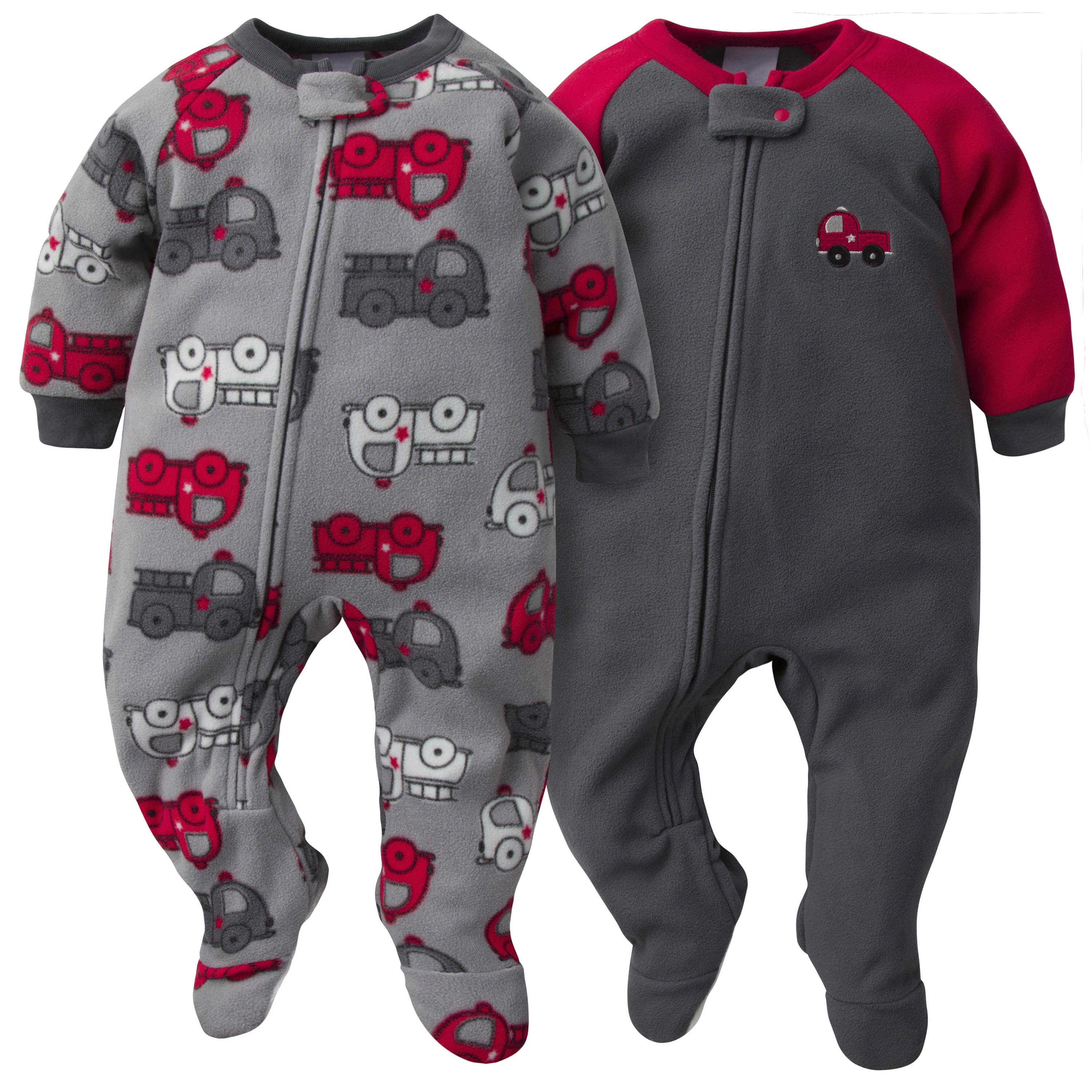4-Pack Baby Boys Fire Trucks & Plaid Fleece Pajamas - Image 7