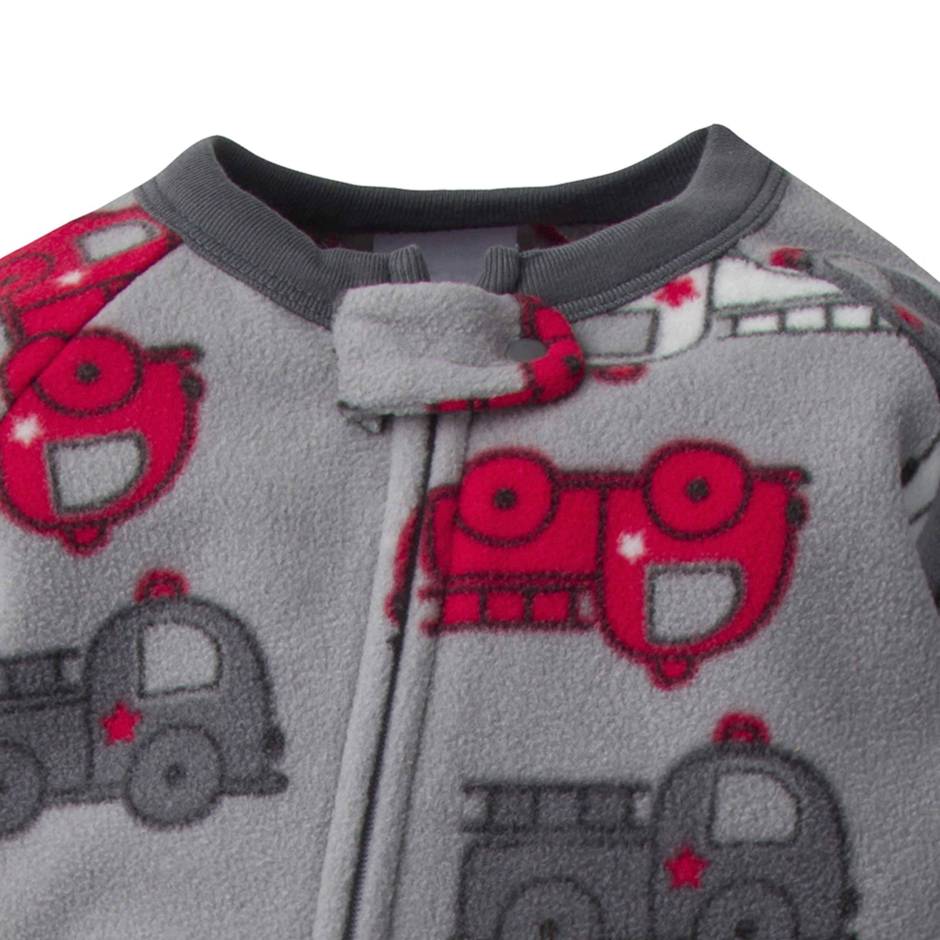 4-Pack Baby Boys Fire Trucks & Plaid Fleece Pajamas - Image 9