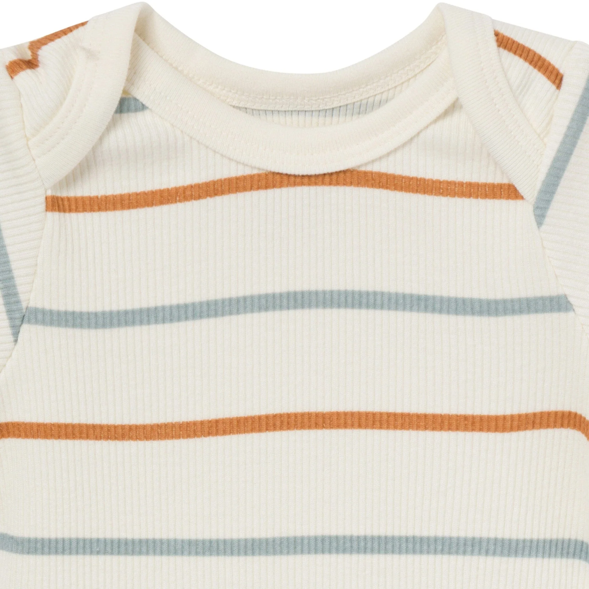 4-Piece Baby Boys Ivory Stripe Short Sleeve Bodysuits and Shorts Set - Image 3