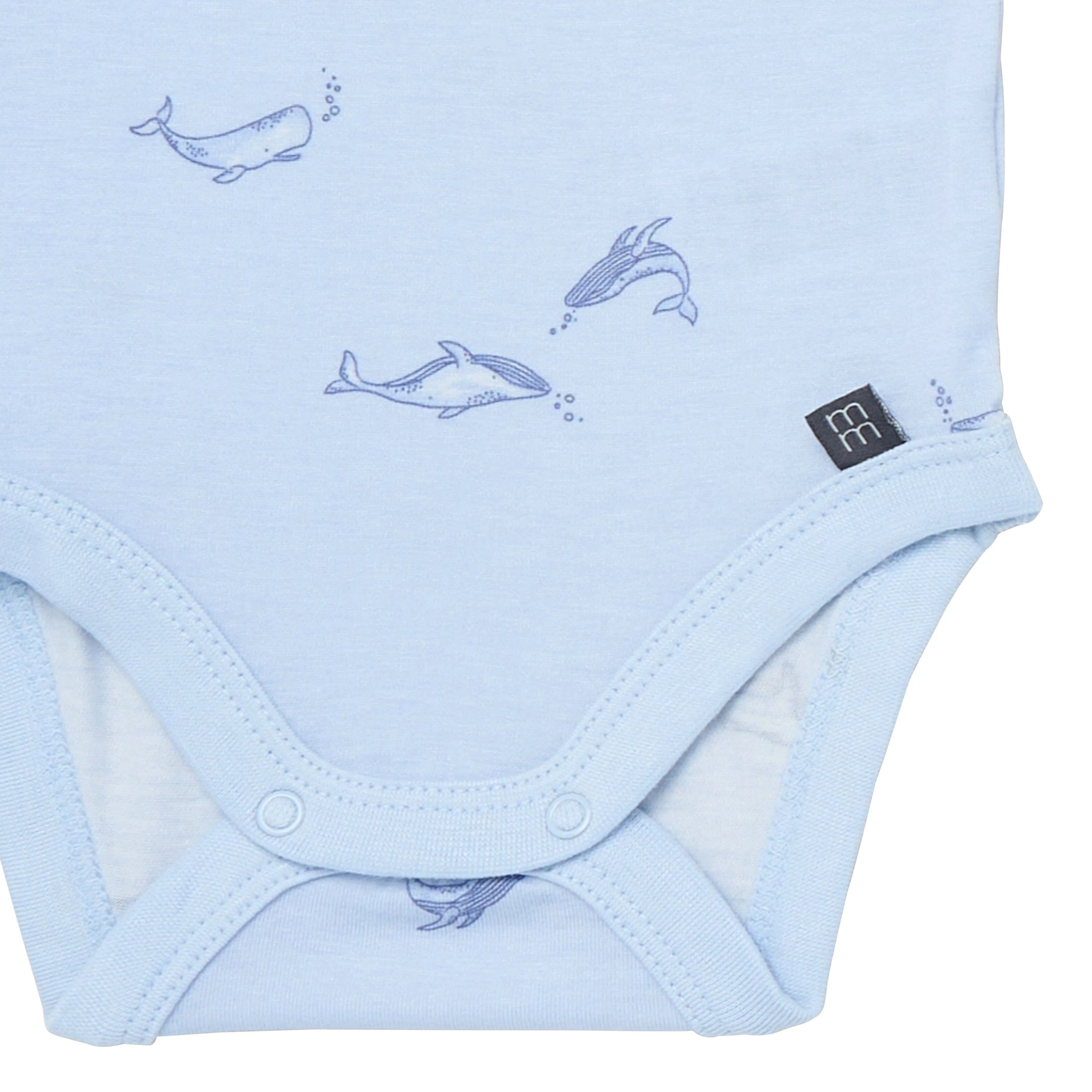 4-Piece Baby Boys Light Blue Whale Viscose Bodysuits and Pants Set - Image 5