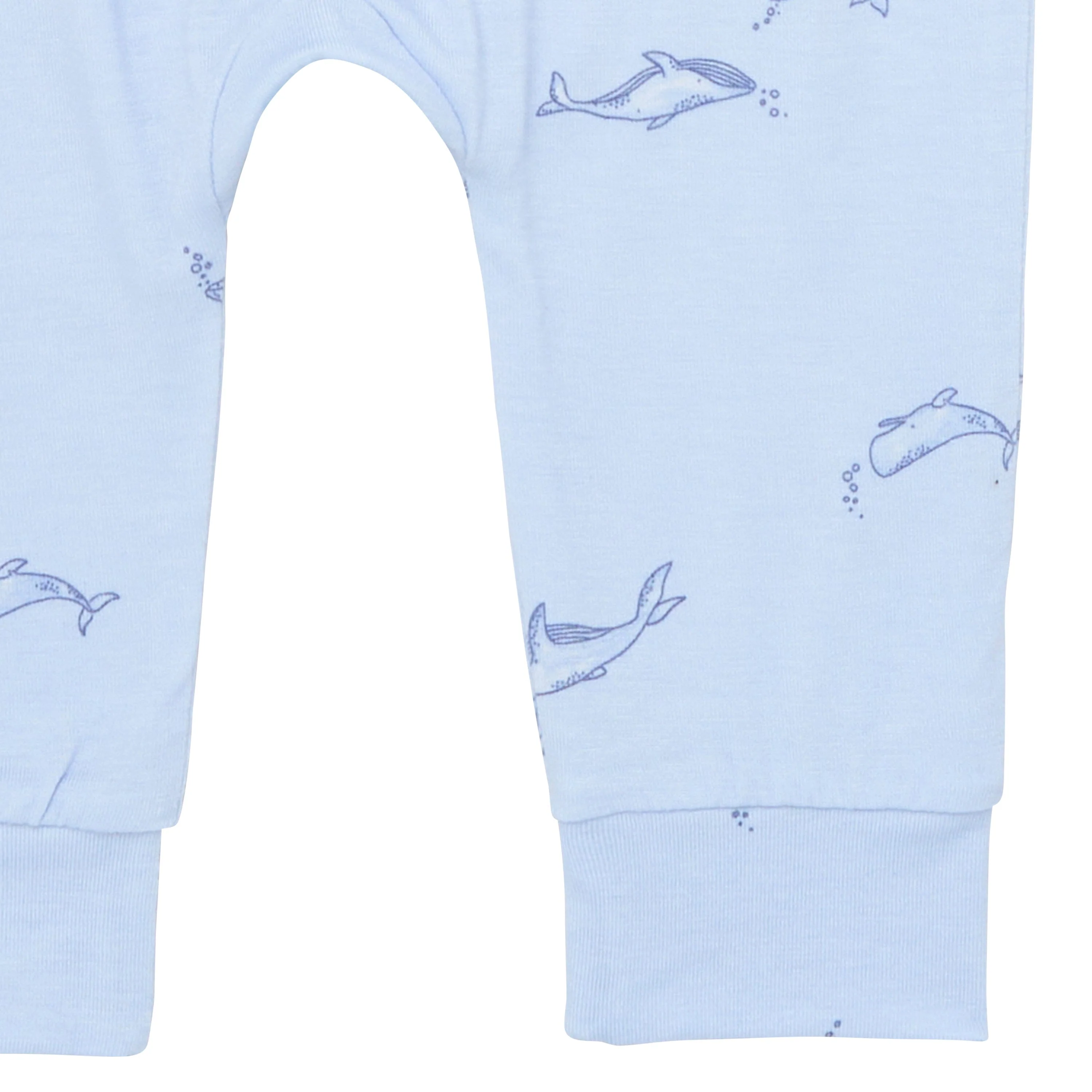 4-Piece Baby Boys Light Blue Whale Viscose Bodysuits and Pants Set - Image 9
