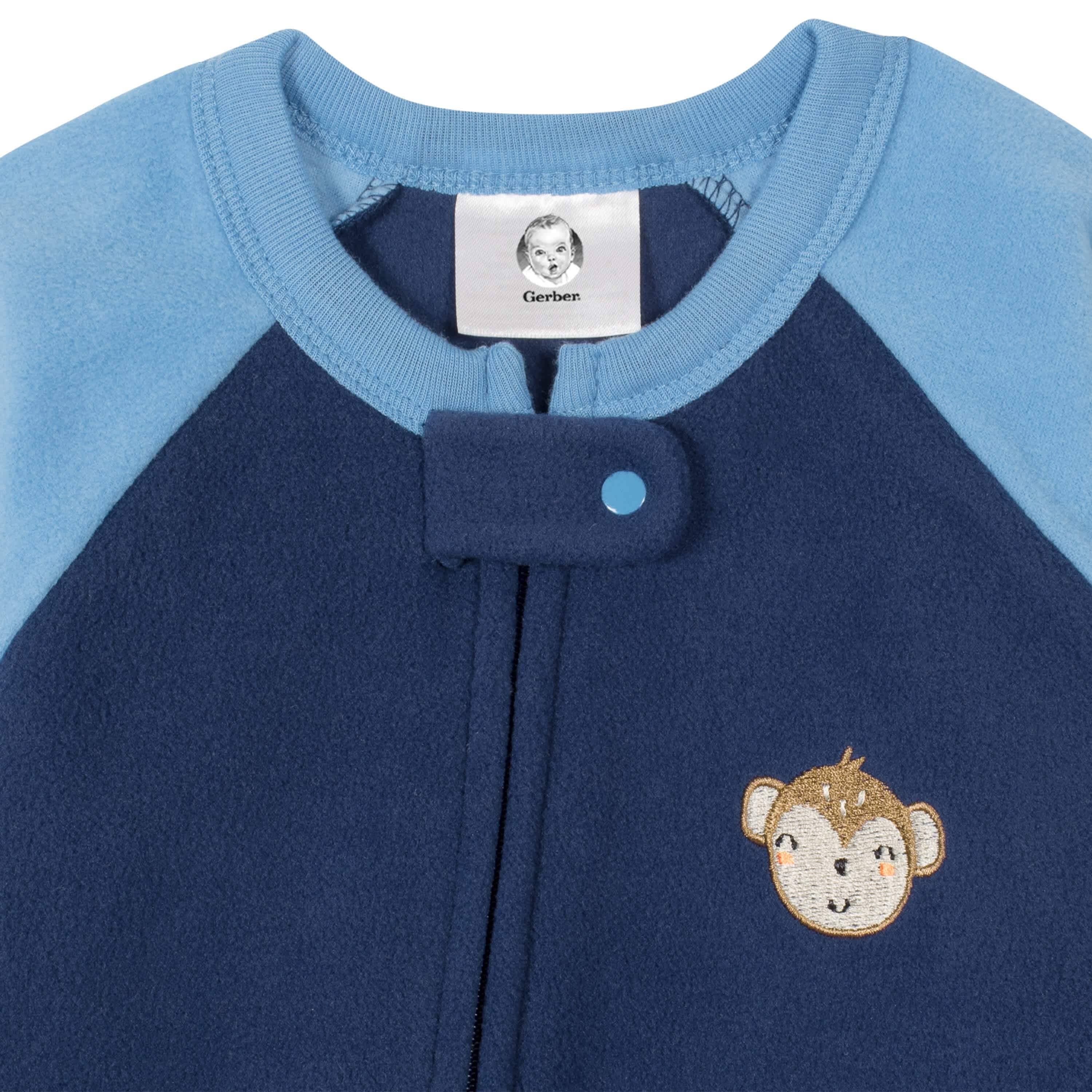 Gerber® 4-Pack Baby Boys Monkeys & Dinos Fleece Pajamas - Image 10