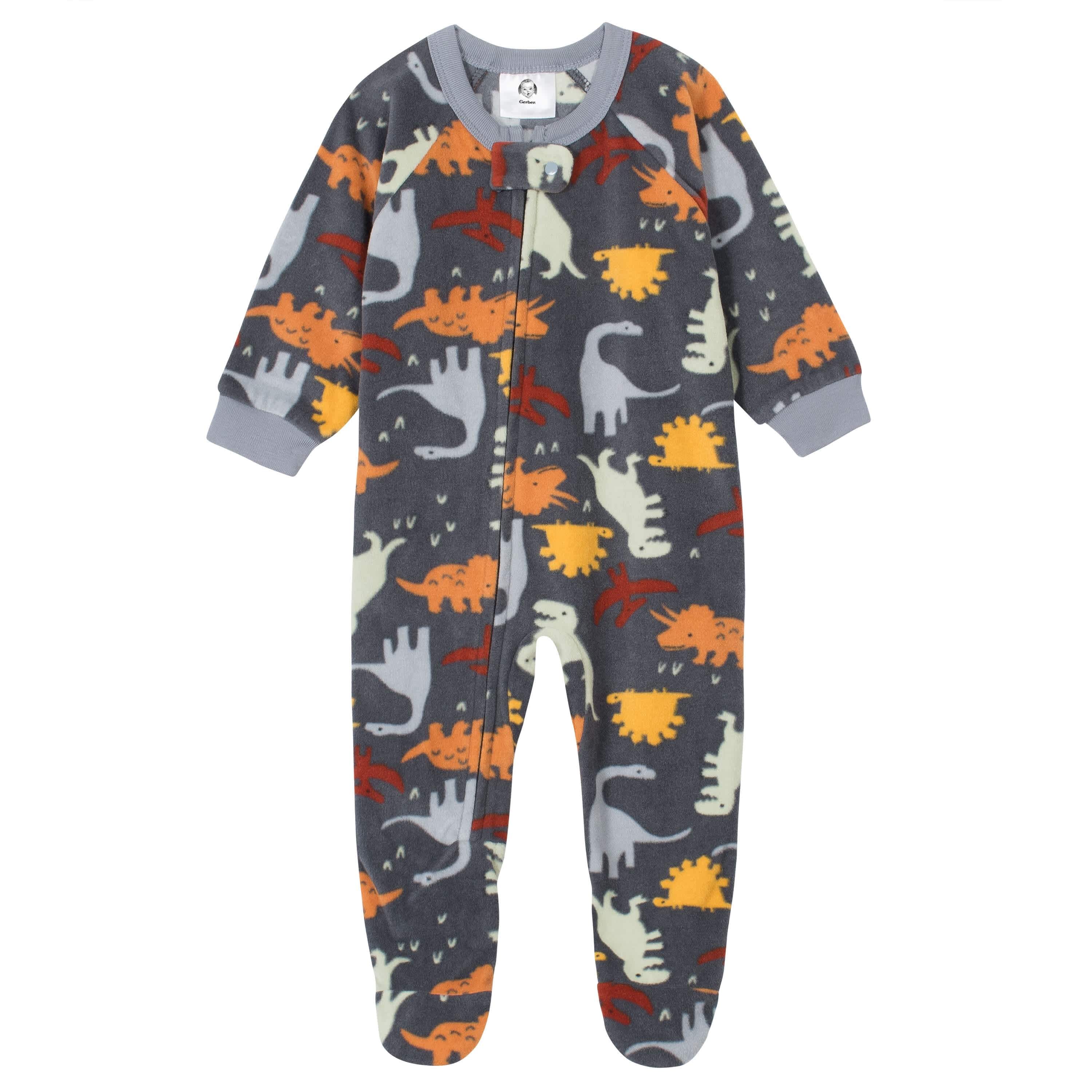Gerber® 4-Pack Baby Boys Monkeys & Dinos Fleece Pajamas - Image 2