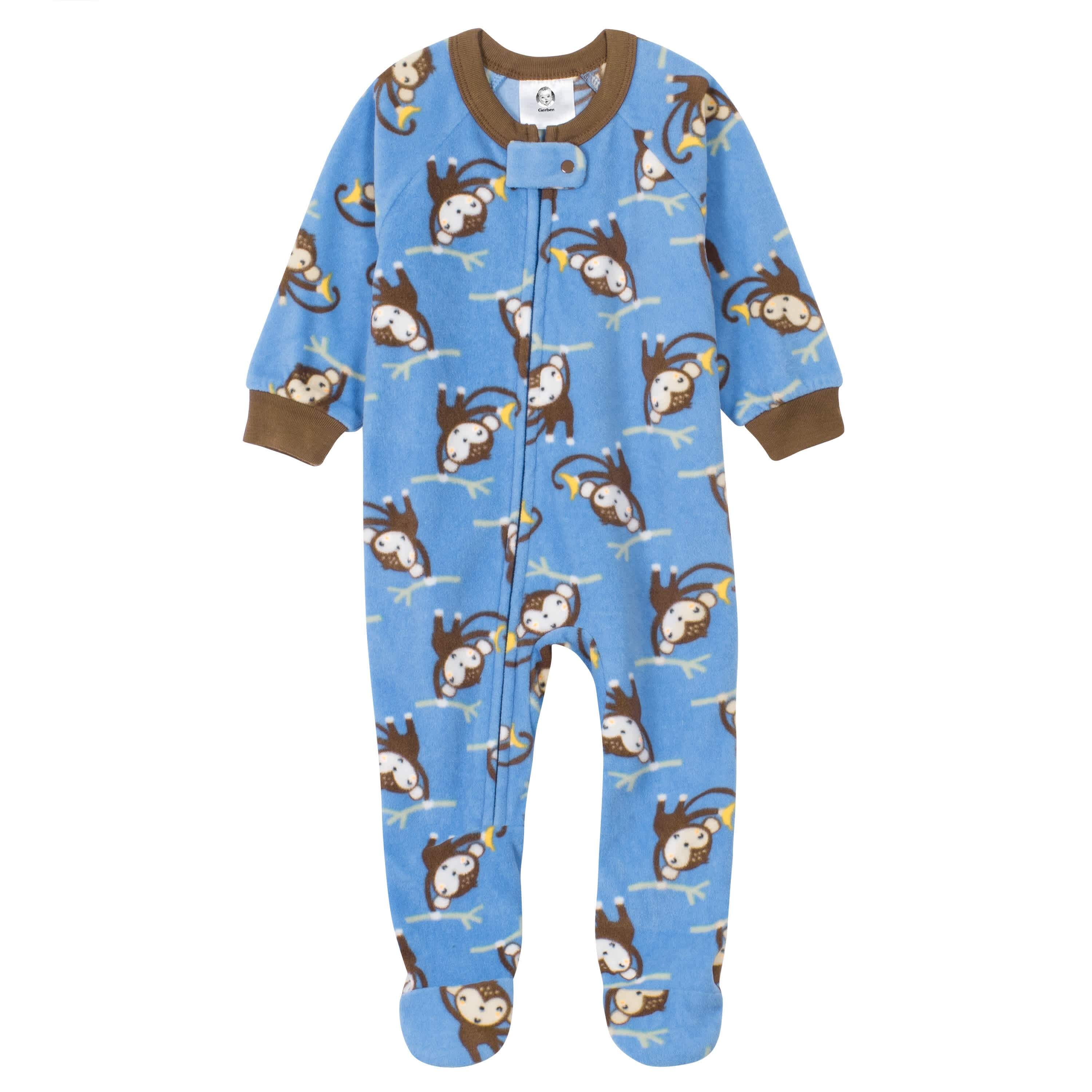 Gerber® 4-Pack Baby Boys Monkeys & Dinos Fleece Pajamas - Image 4