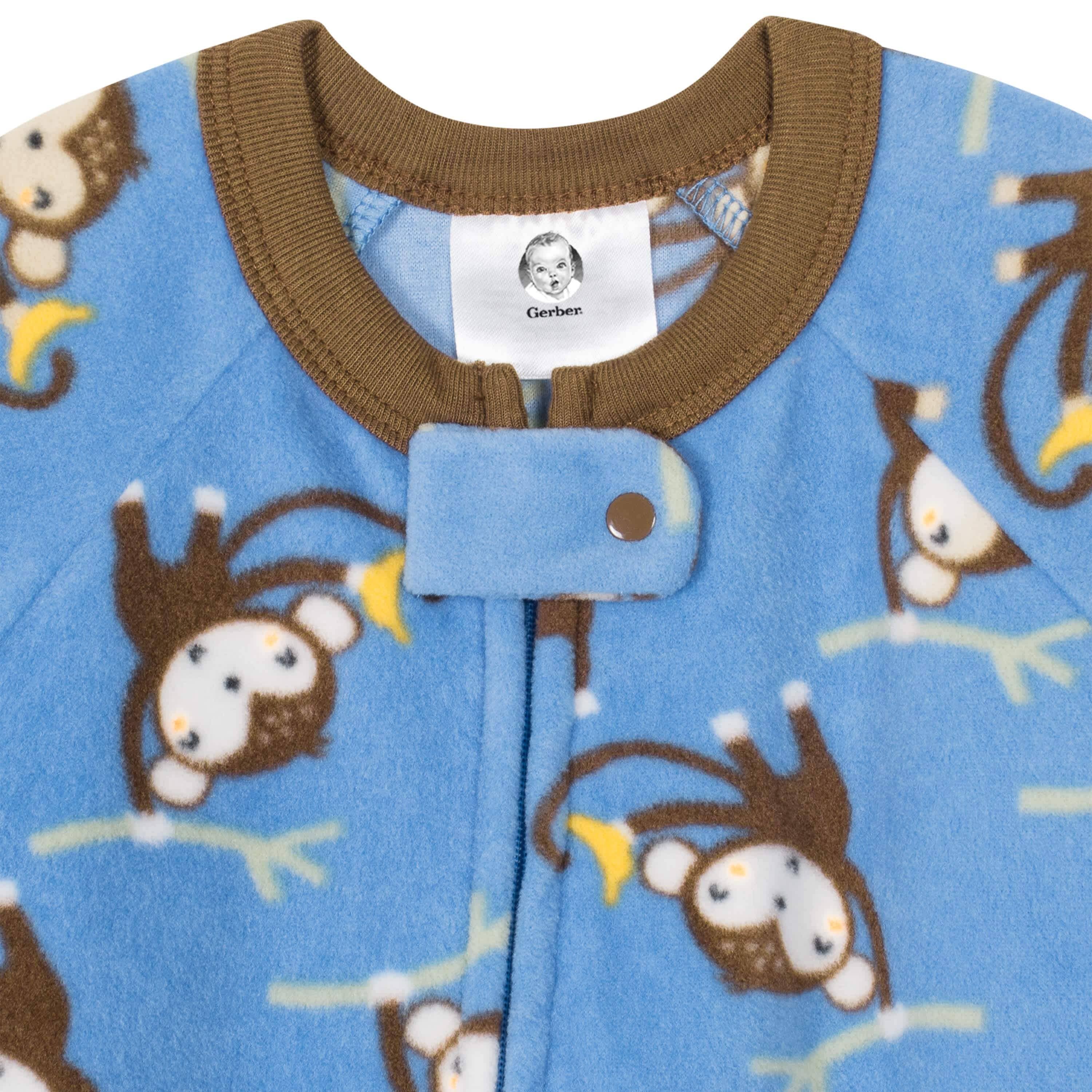 Gerber® 4-Pack Baby Boys Monkeys & Dinos Fleece Pajamas - Image 6
