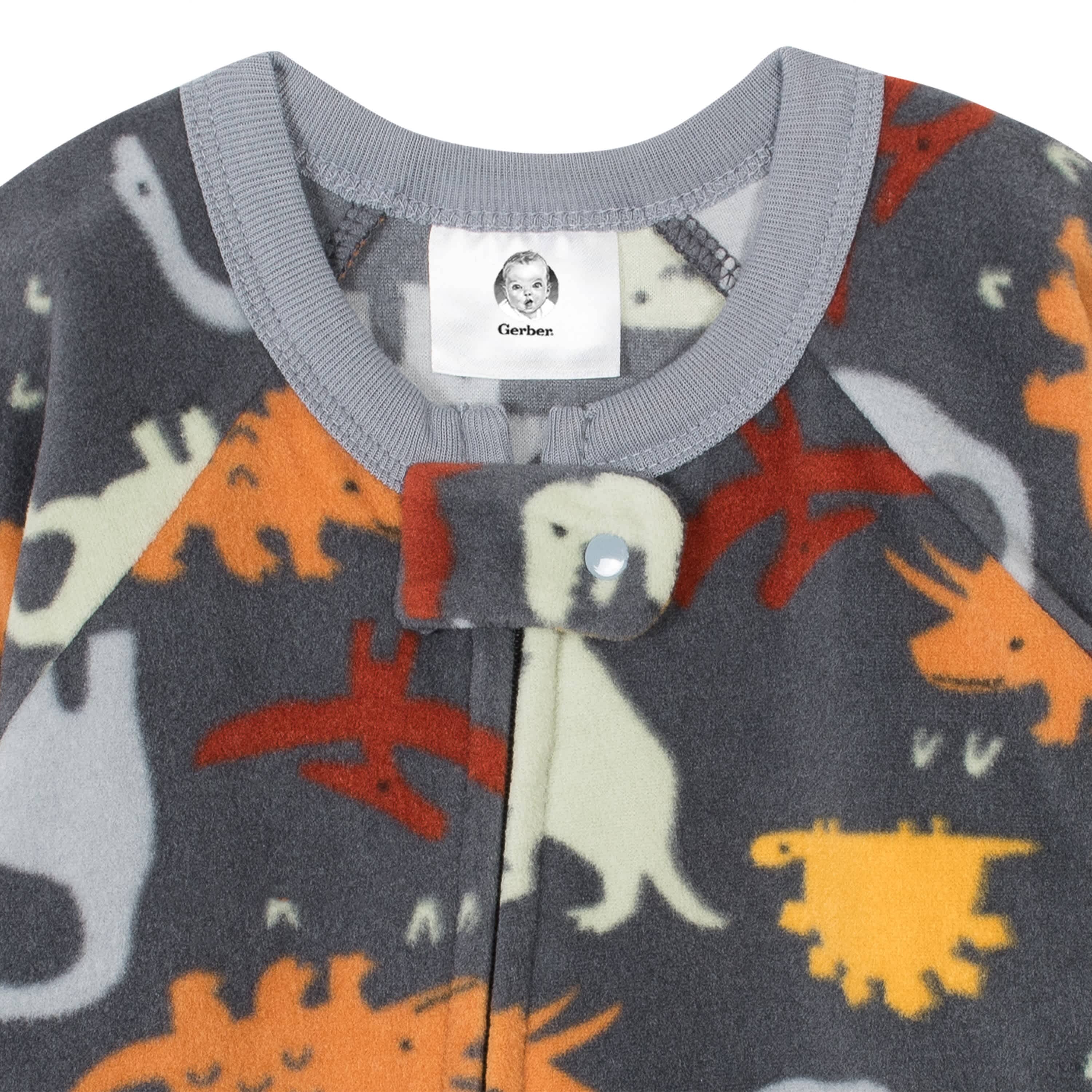 Gerber® 4-Pack Baby Boys Monkeys & Dinos Fleece Pajamas - Image 8