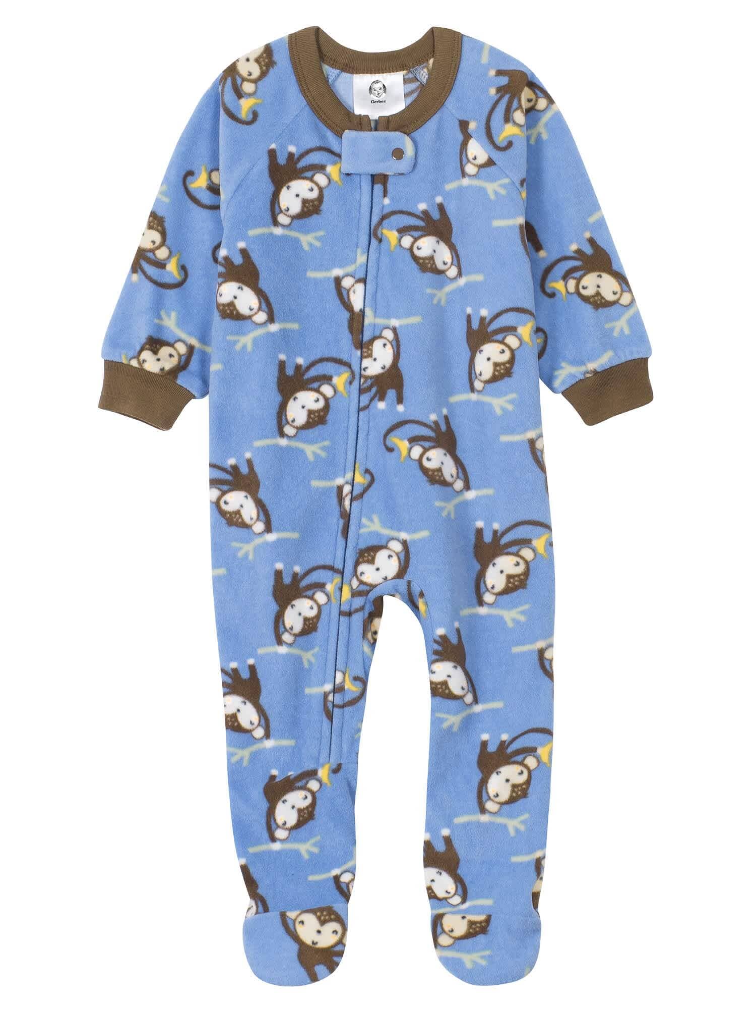 Gerber® 4-Pack Baby Boys Monkeys & Foxes Fleece Pajamas - Image 2