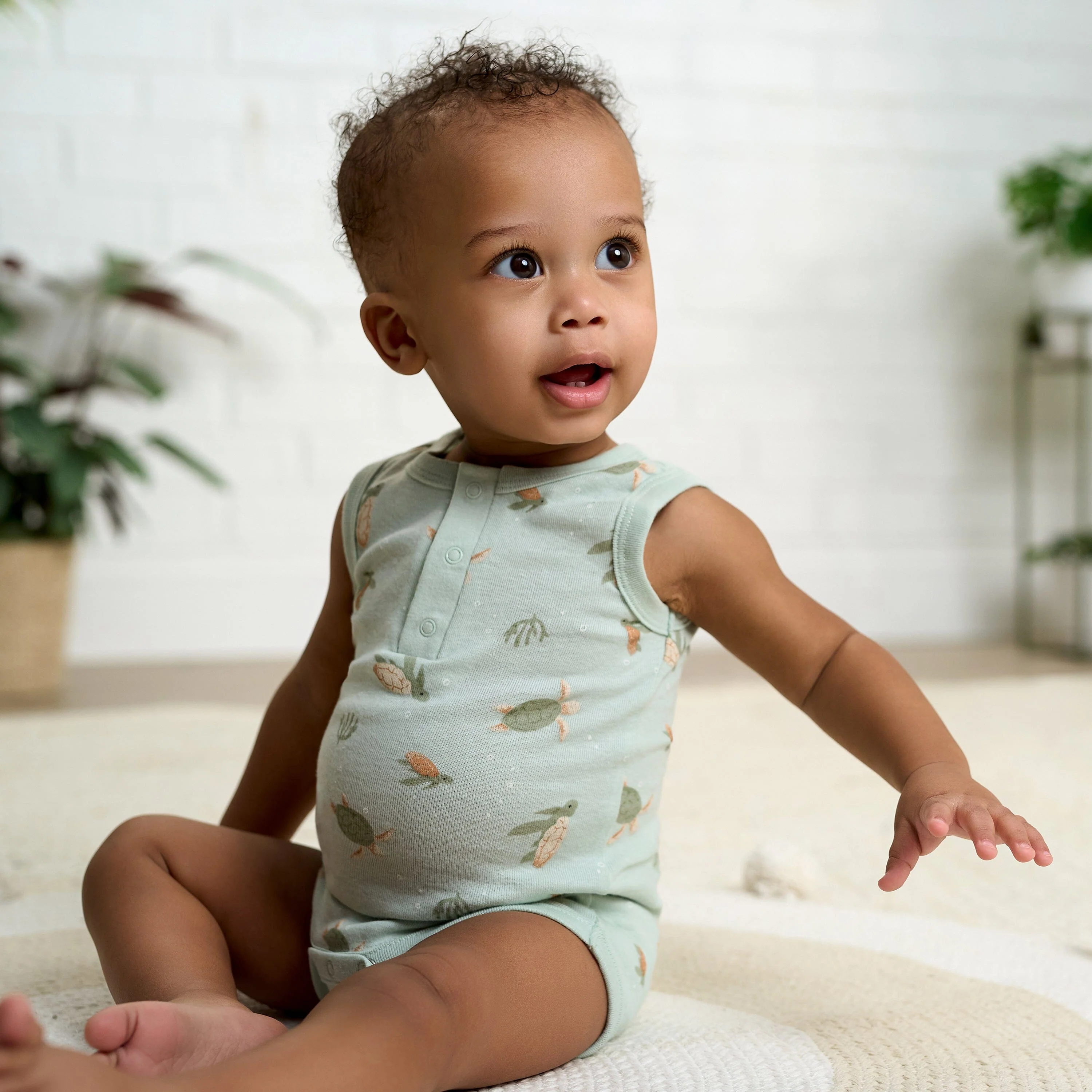 4-Pack Baby Boys Sea Turtles Sleeveless Onesies® Bodysuits - Image 2