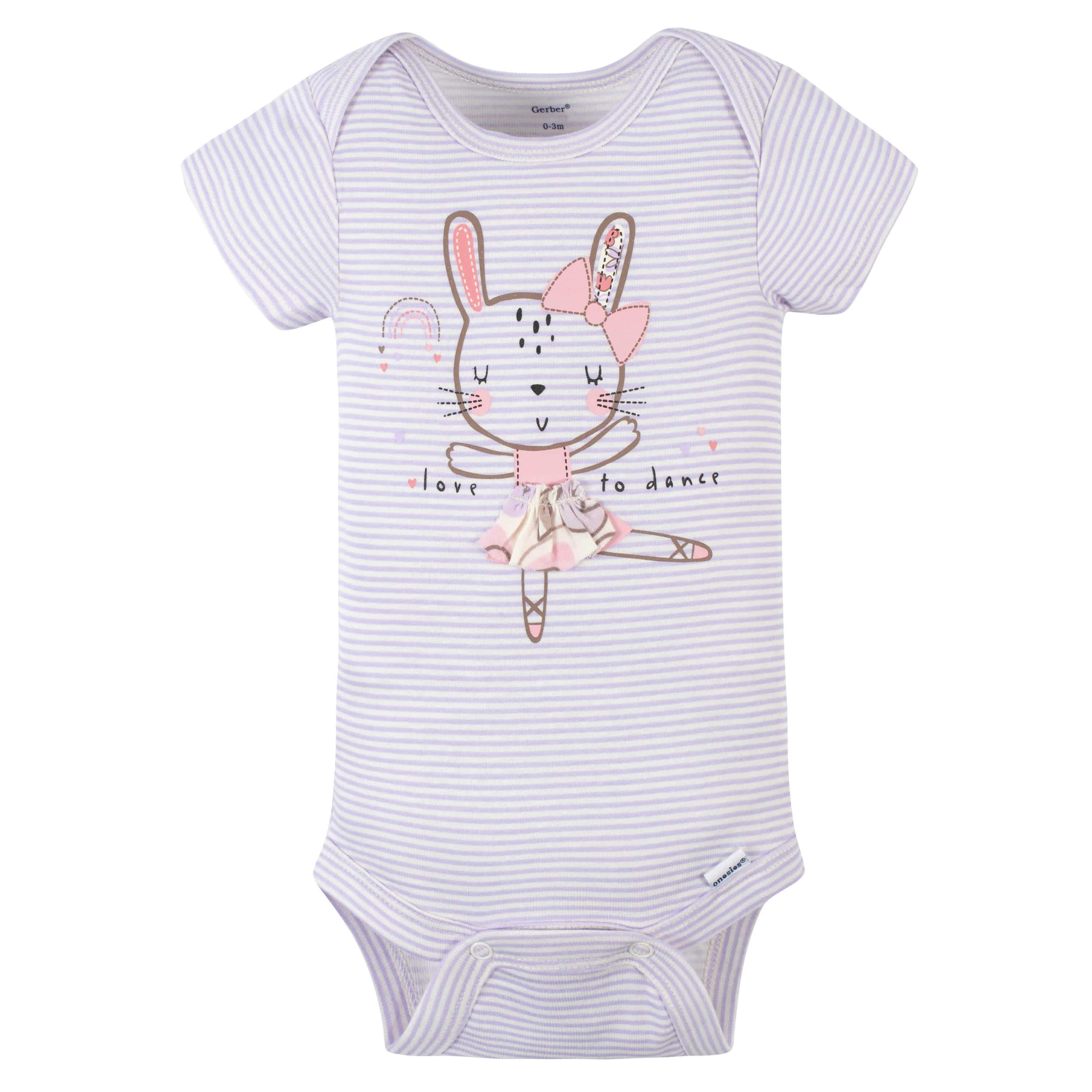 4-Pack Baby Girls Bunny Ballerina Short Sleeve Onesies® Bodysuits - Image 2