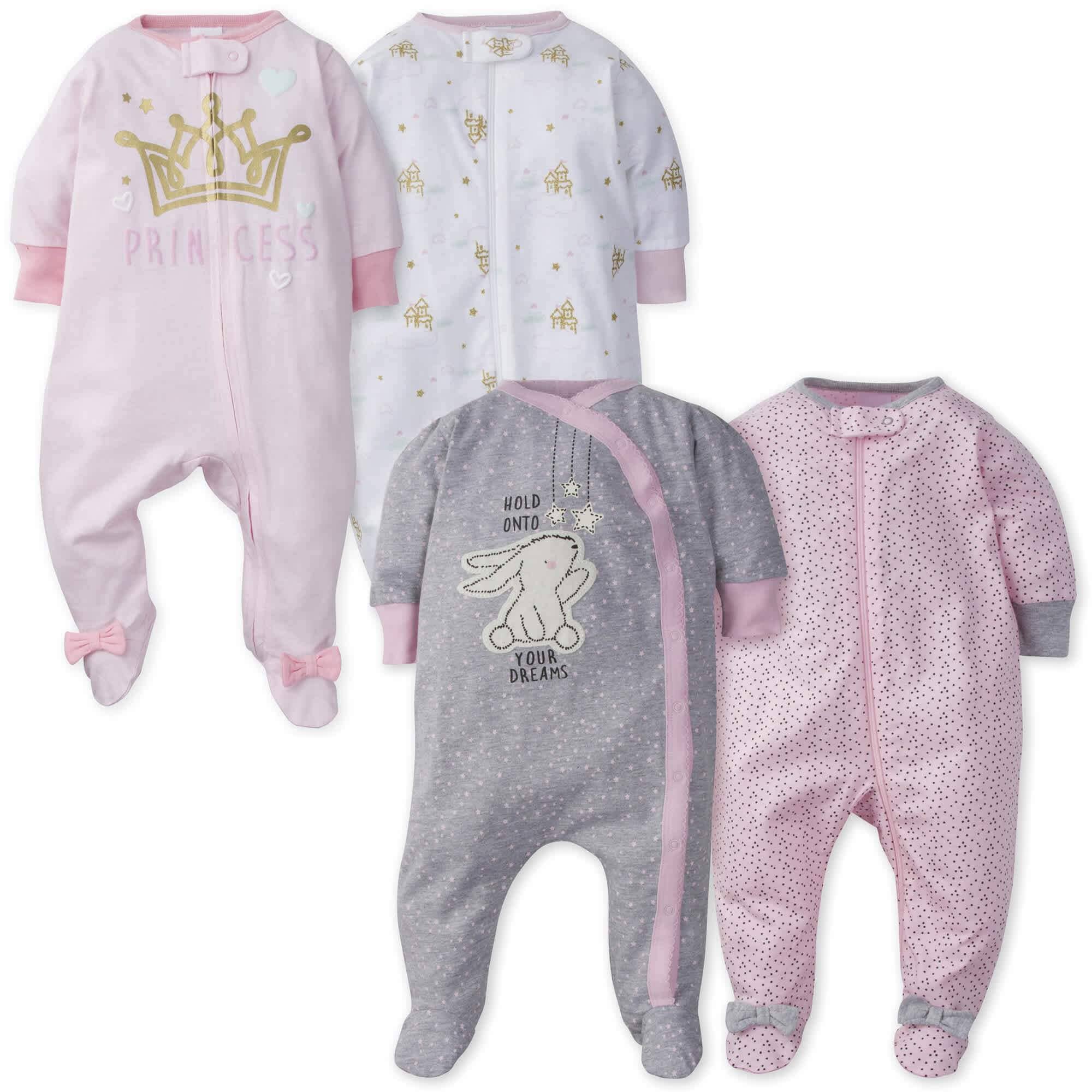 GerberĀ® 4-Pack Baby Girls Castle & Bunny Sleep 'N Play Bundle