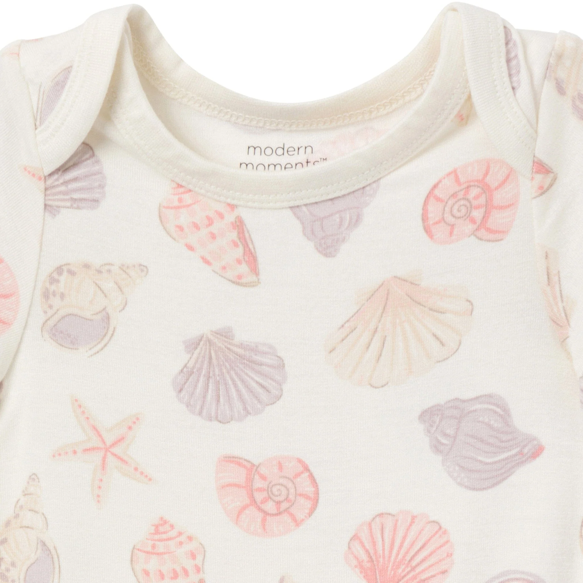 4-Piece Baby Girls Ivory Seashells Viscose Bodysuits and Pants Set - Image 3