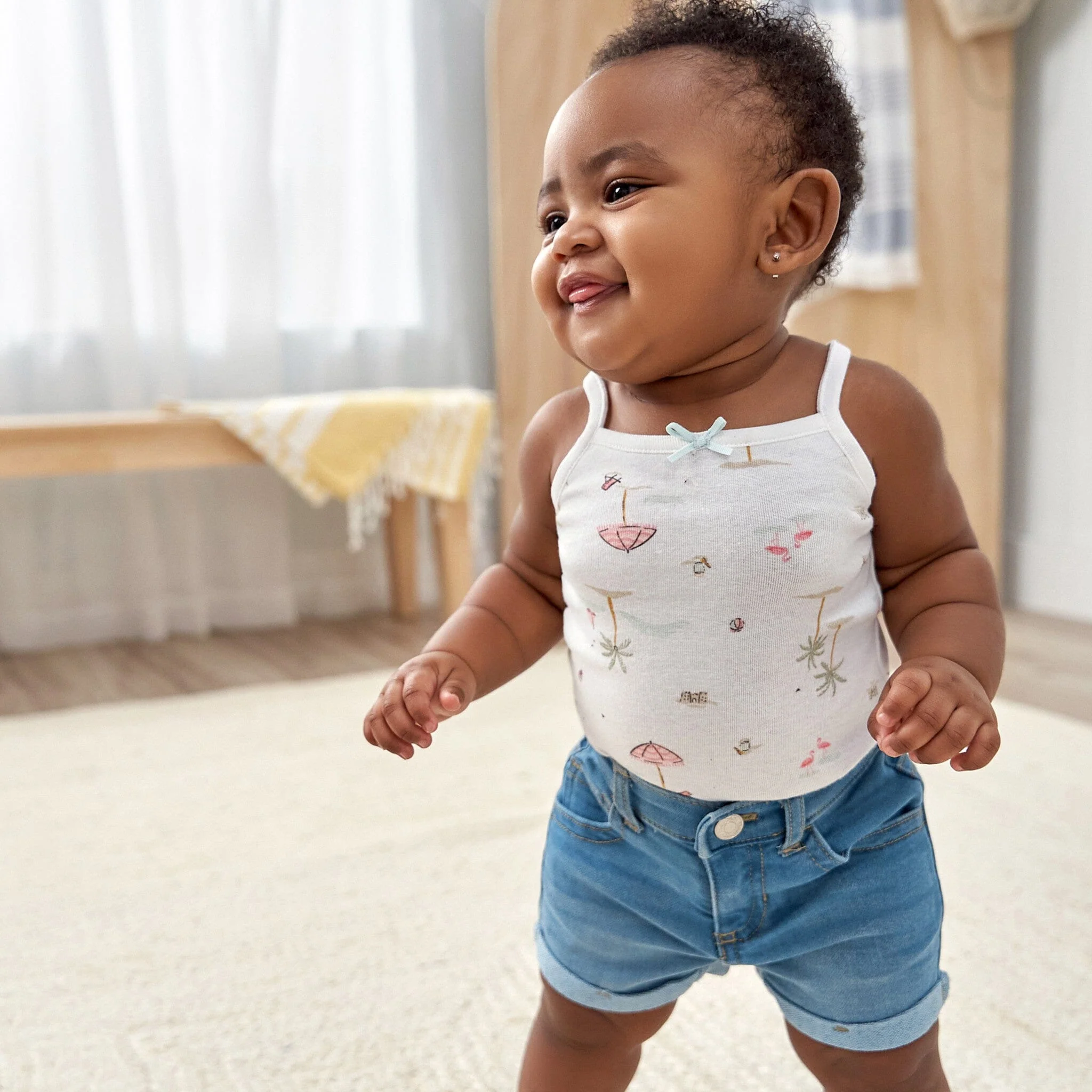 4-Pack Baby Girls Pink Flamingo Sleeveless Onesies® Bodysuits - Image 3
