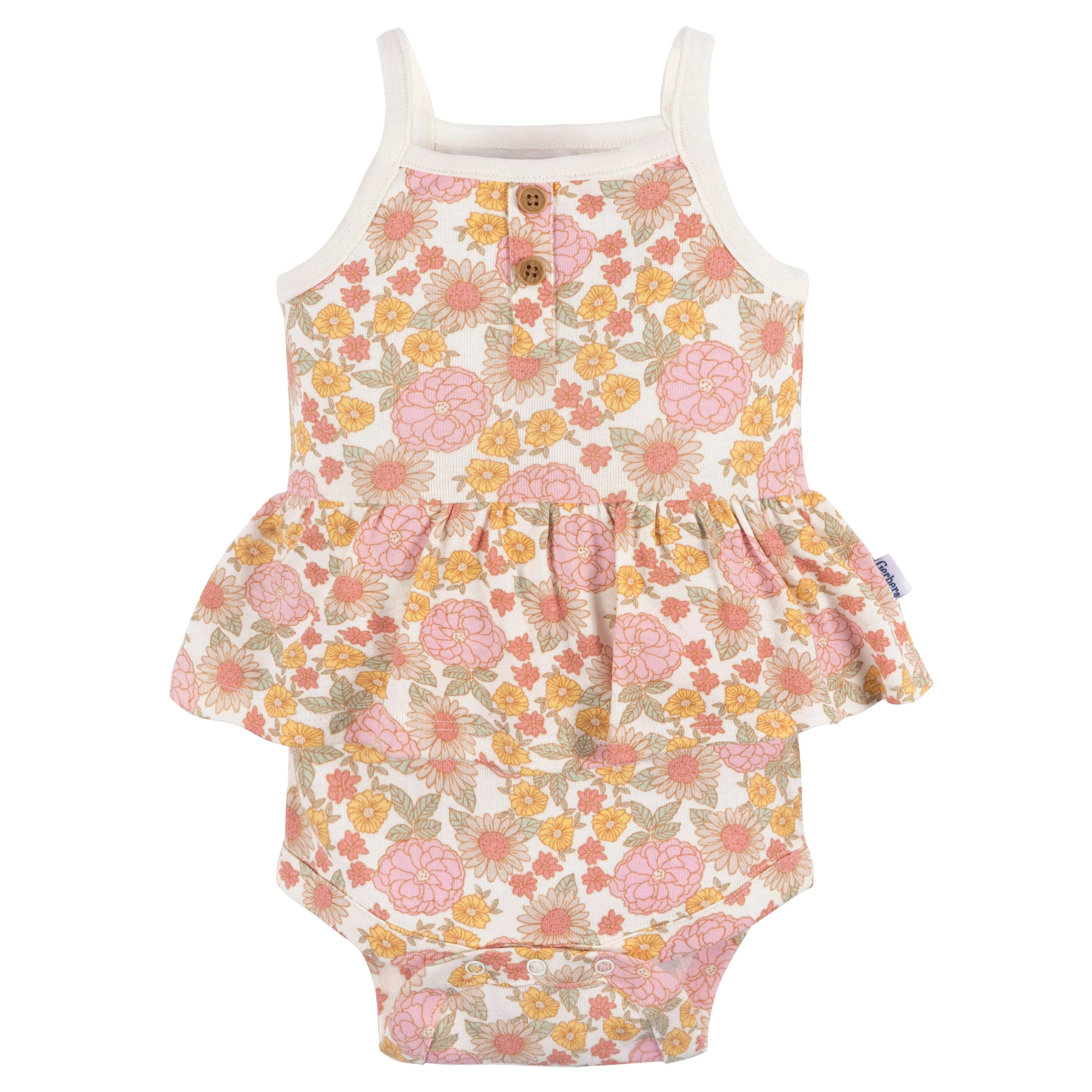 4-Pack Baby Girls Retro Floral Sleeveless Onesies® Bodysuits - Image 4