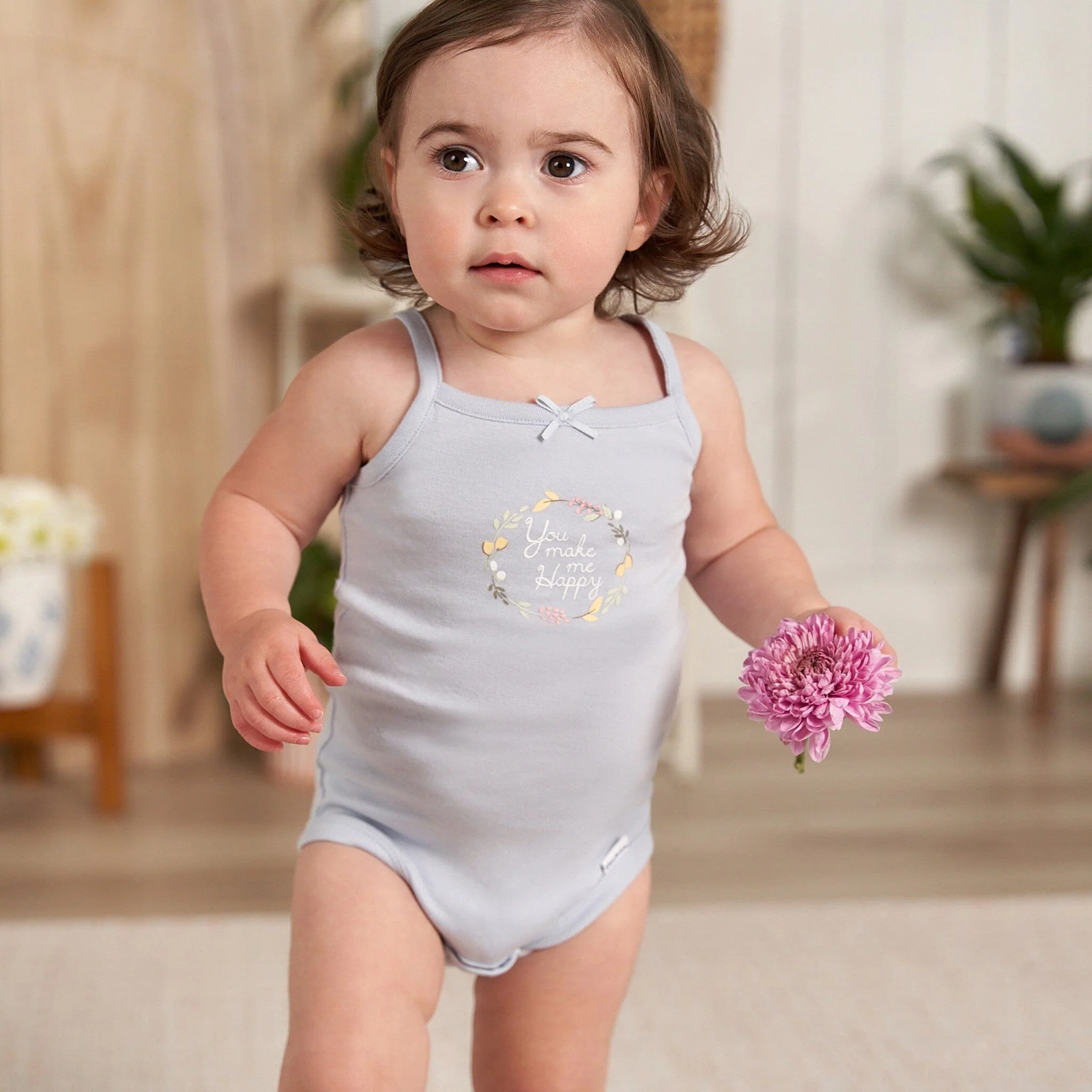 4-Pack Baby Girls White Floral Sleeveless Onesies® Bodysuits - Image 4