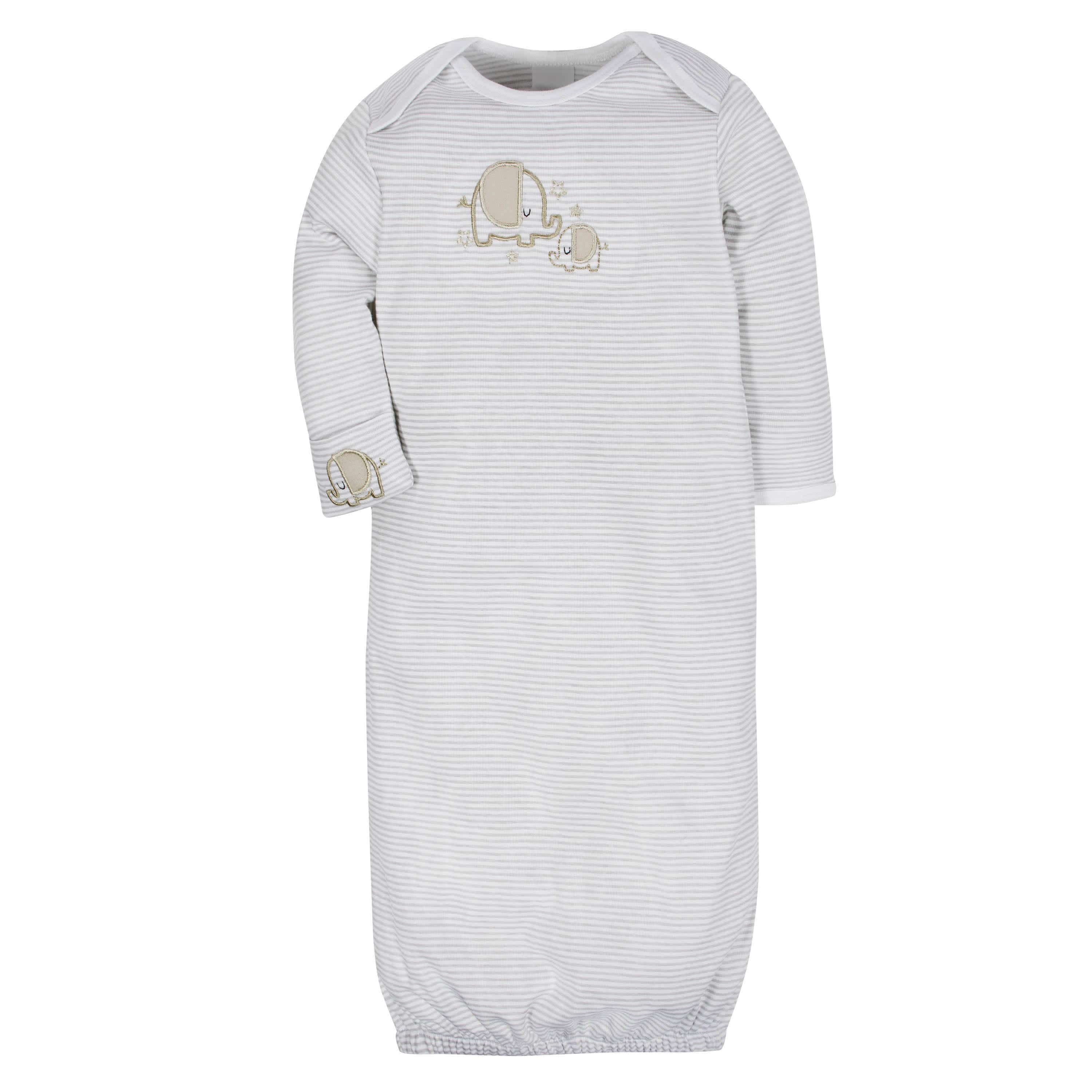 4-Pack Clouds & Elephants Baby Neutral Gowns - Image 2