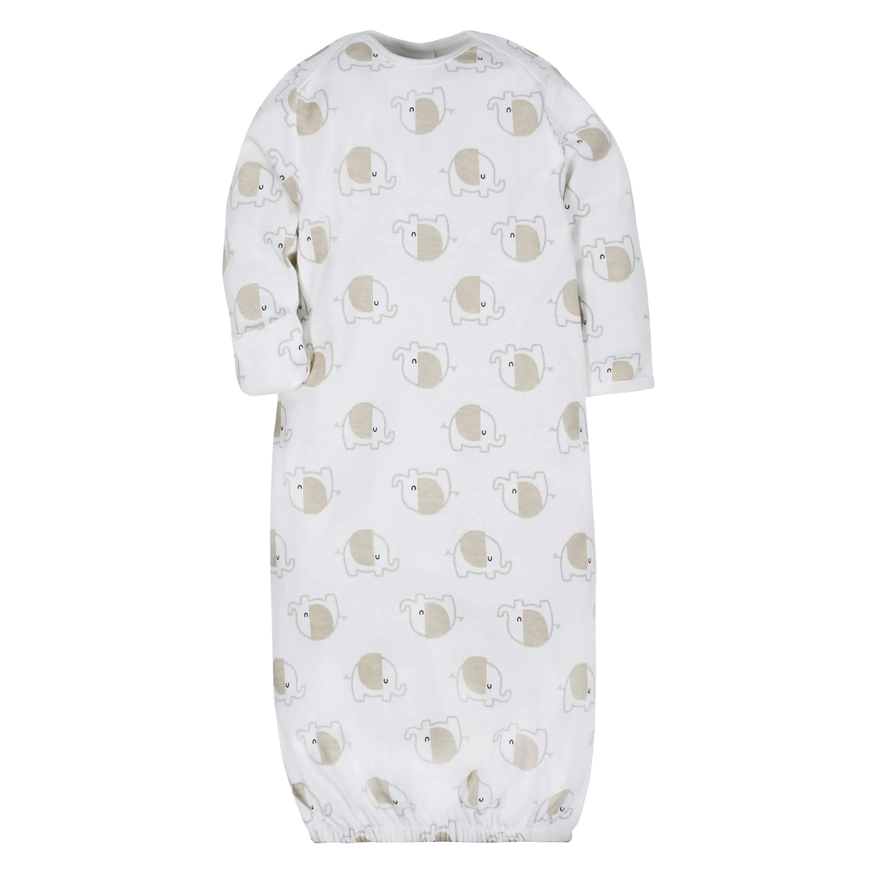 4-Pack Clouds & Elephants Baby Neutral Gowns - Image 3