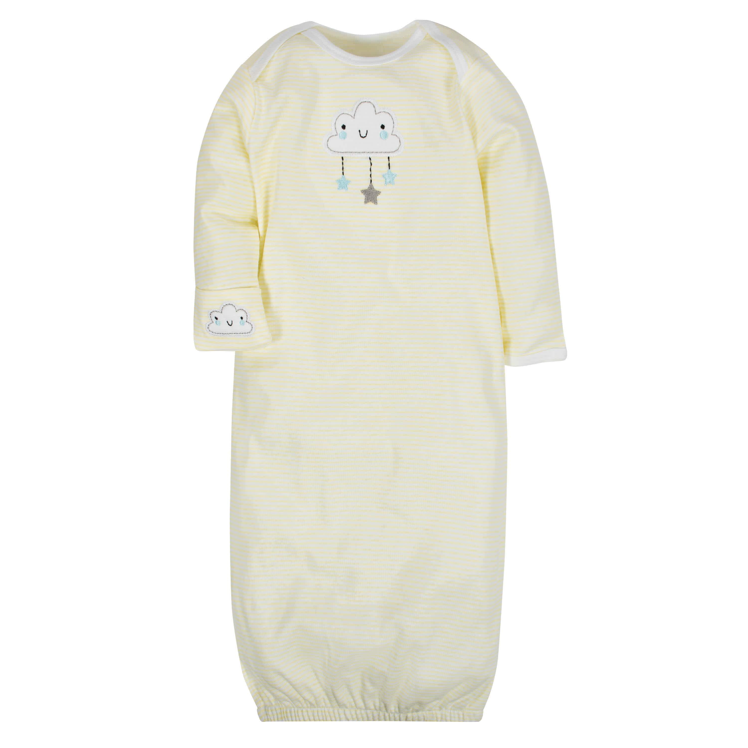 4-Pack Clouds & Elephants Baby Neutral Gowns - Image 4