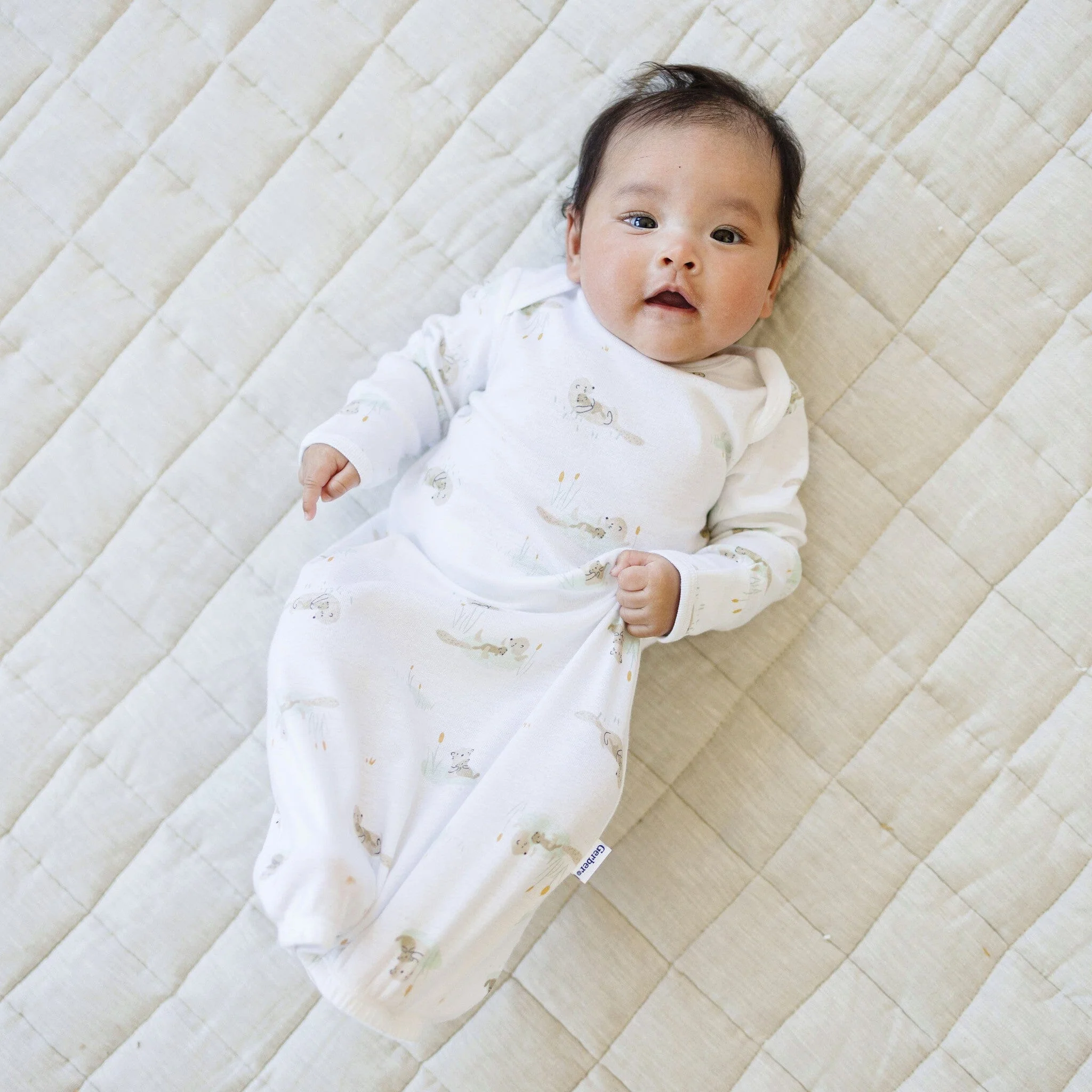 4-Pack Baby Neutral Otters Gowns - Image 4