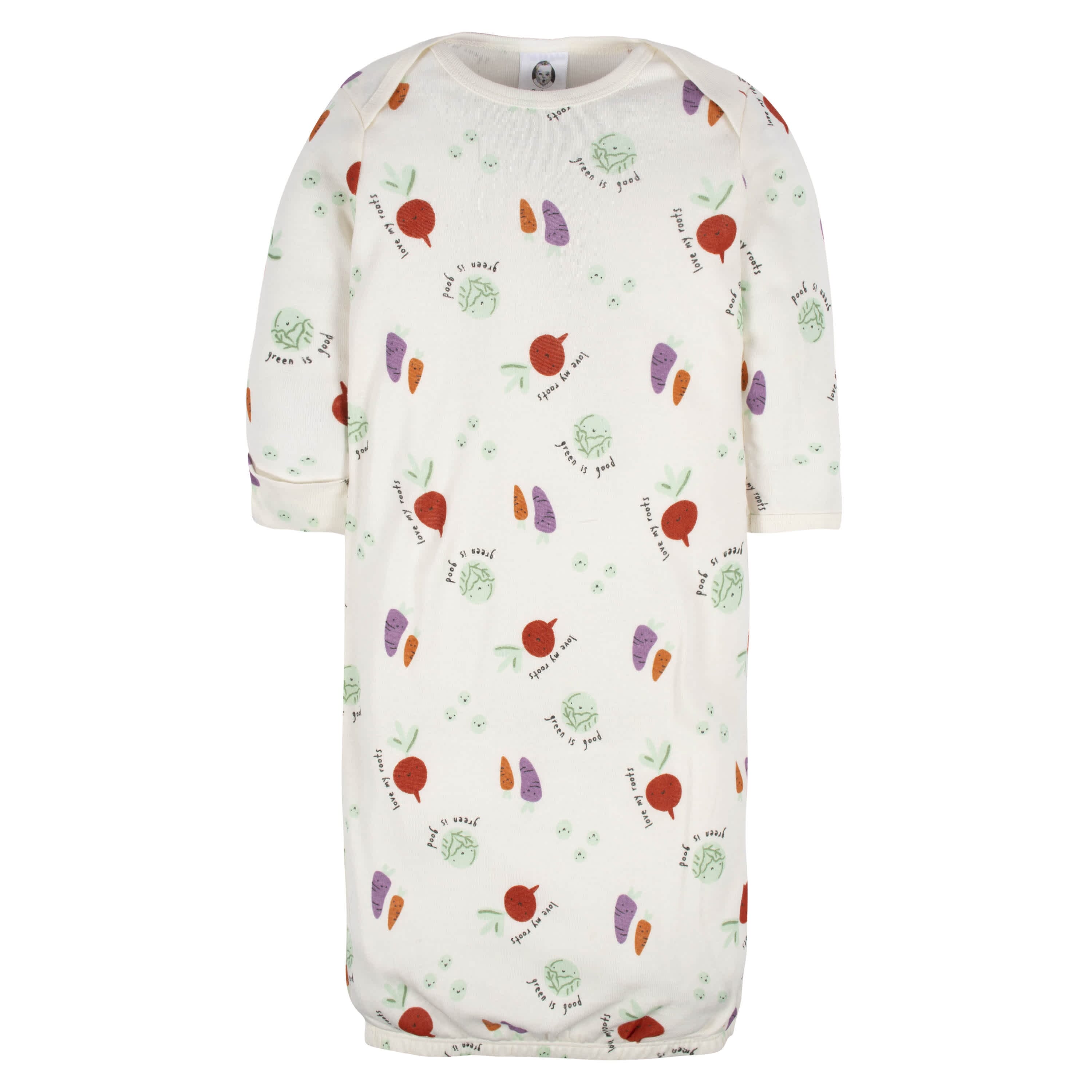 4-Pack Baby Neutral Happy Veggies Gowns - Image 4