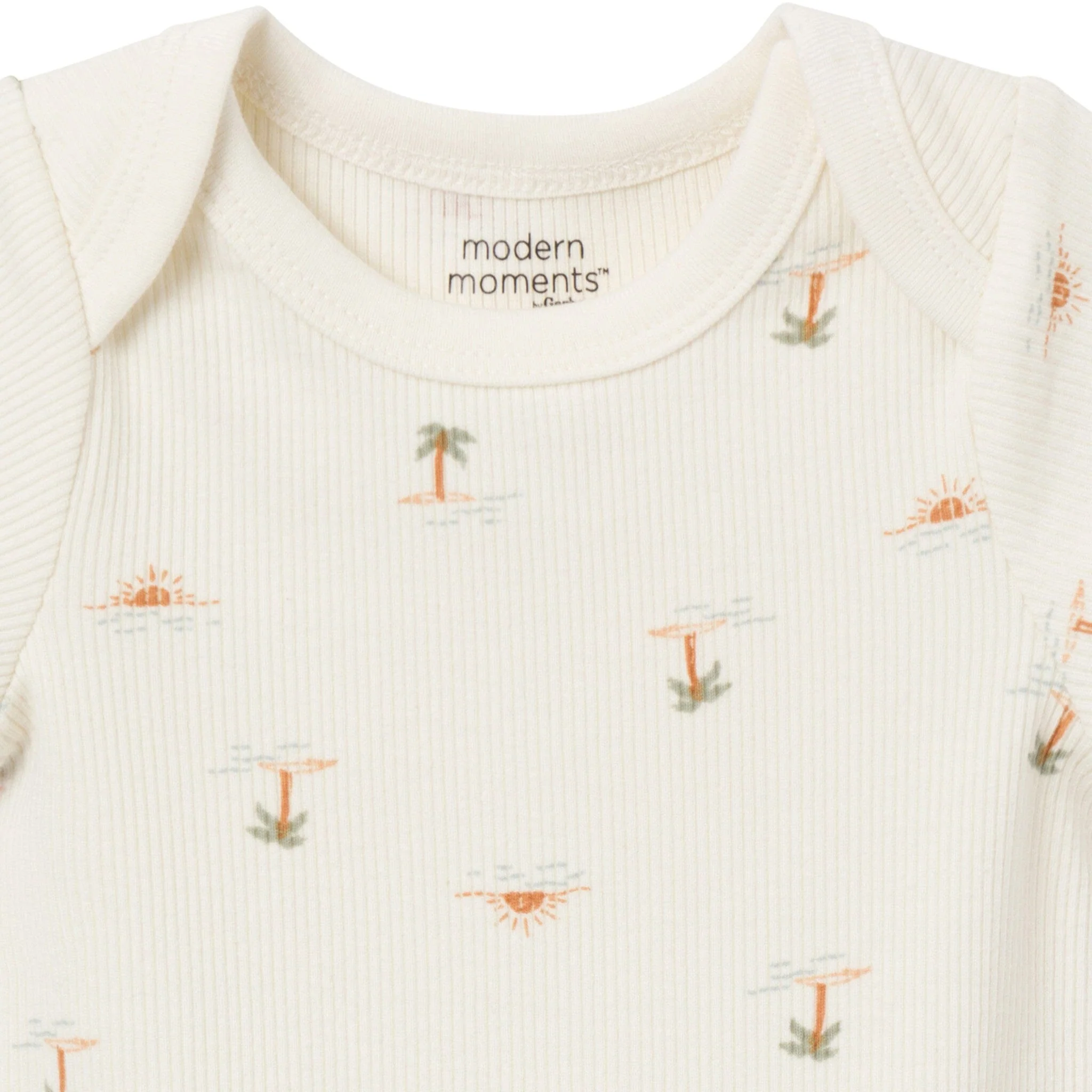4-Piece Baby Neutral Ivory Mini Island Short Sleeve Bodysuits and Shorts Set - Image 3