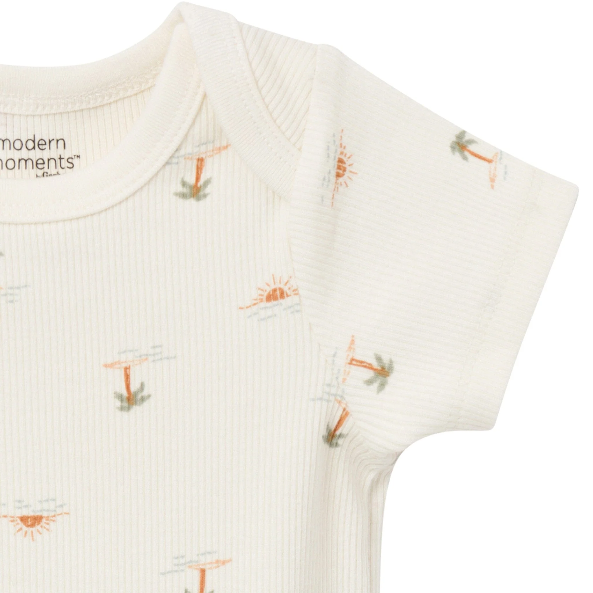 4-Piece Baby Neutral Ivory Mini Island Short Sleeve Bodysuits and Shorts Set - Image 4