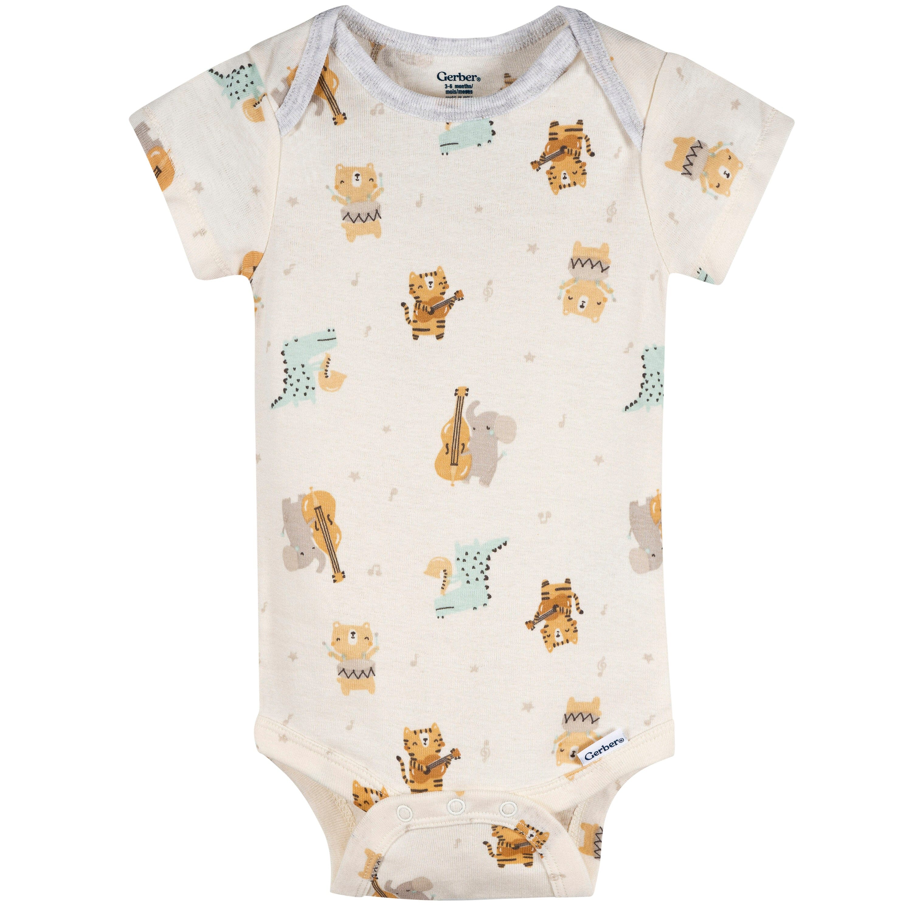 4-Pack Baby Neutral Musical Animals Onesies® Bodysuits and Sleep 'N Play - Image 5