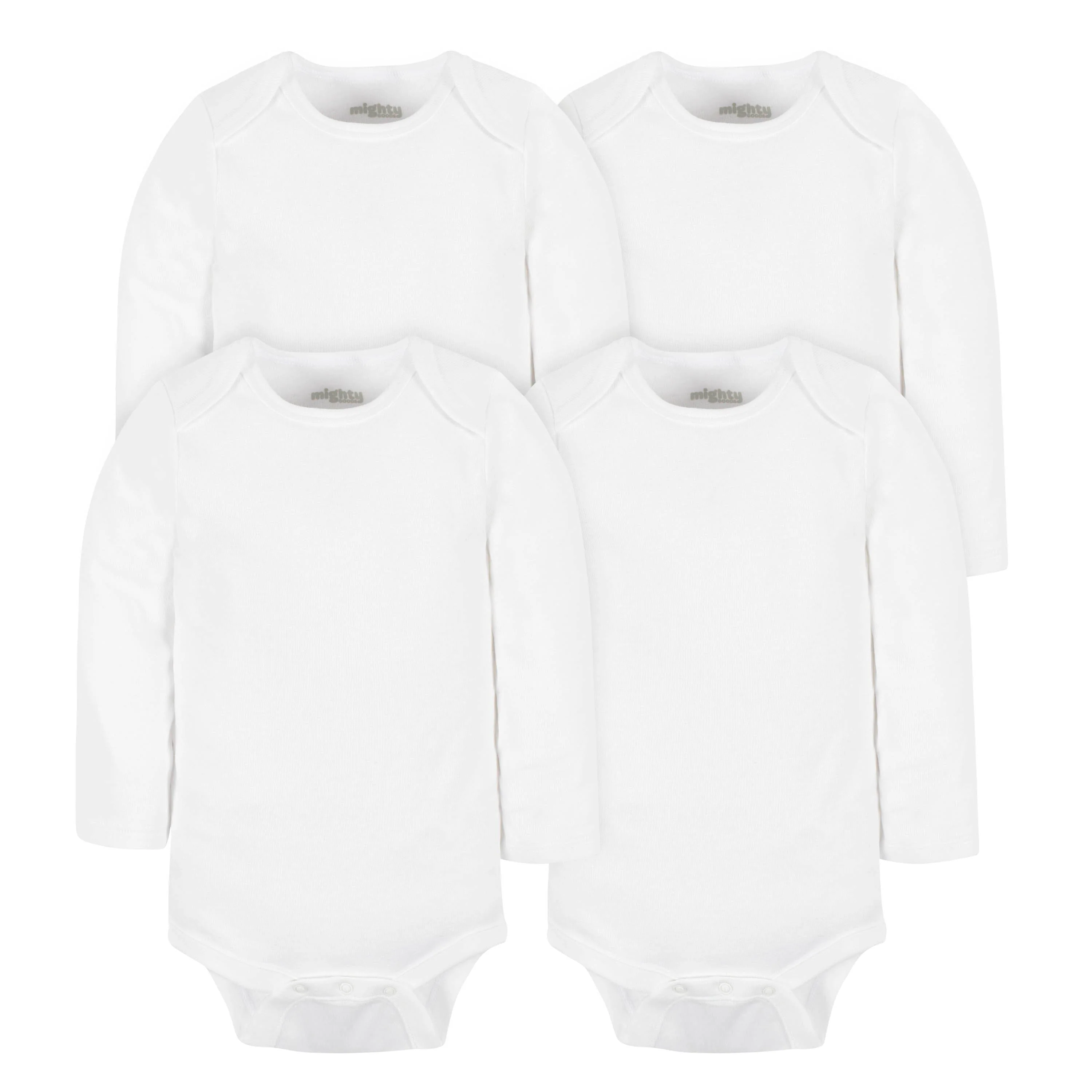 4-Pack Baby Neutral White Long Sleeve Bodysuits