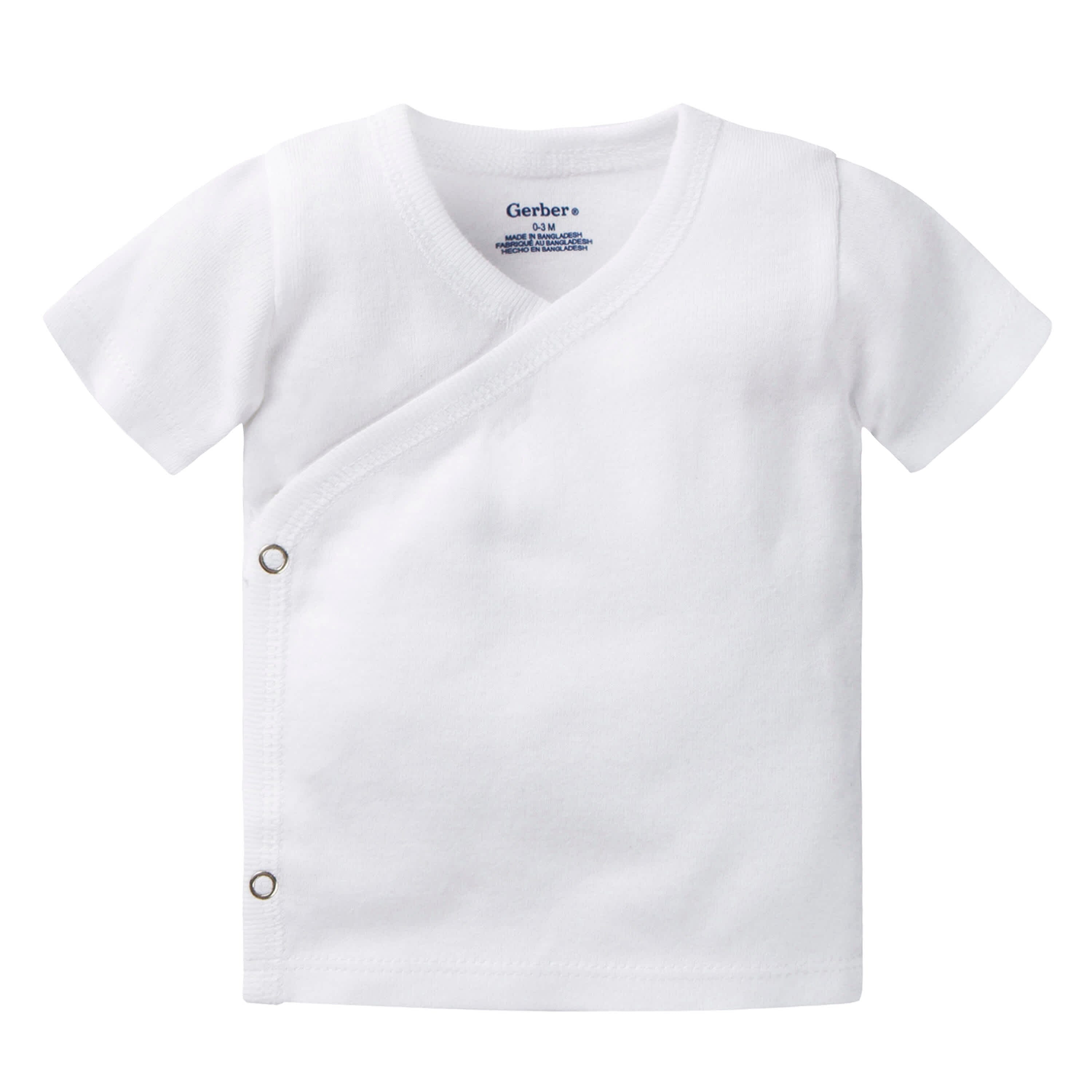 4-Pack Baby Neutral White Organic Short Sleeve Side Snap Shirt - Image 2