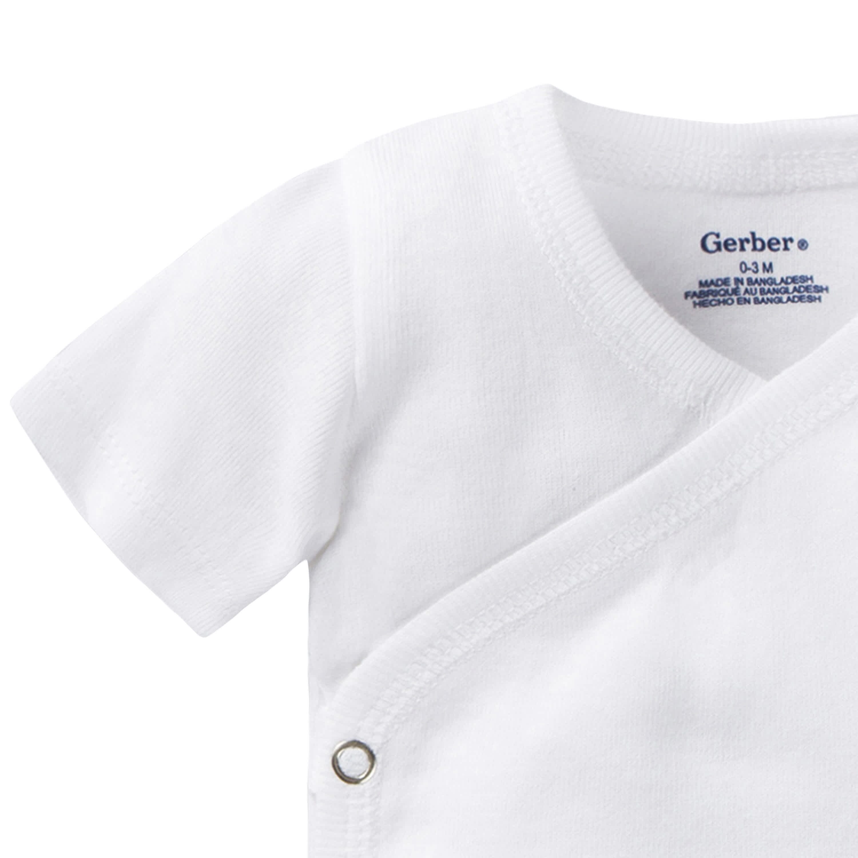 4-Pack Baby Neutral White Organic Short Sleeve Side Snap Shirt - Image 3