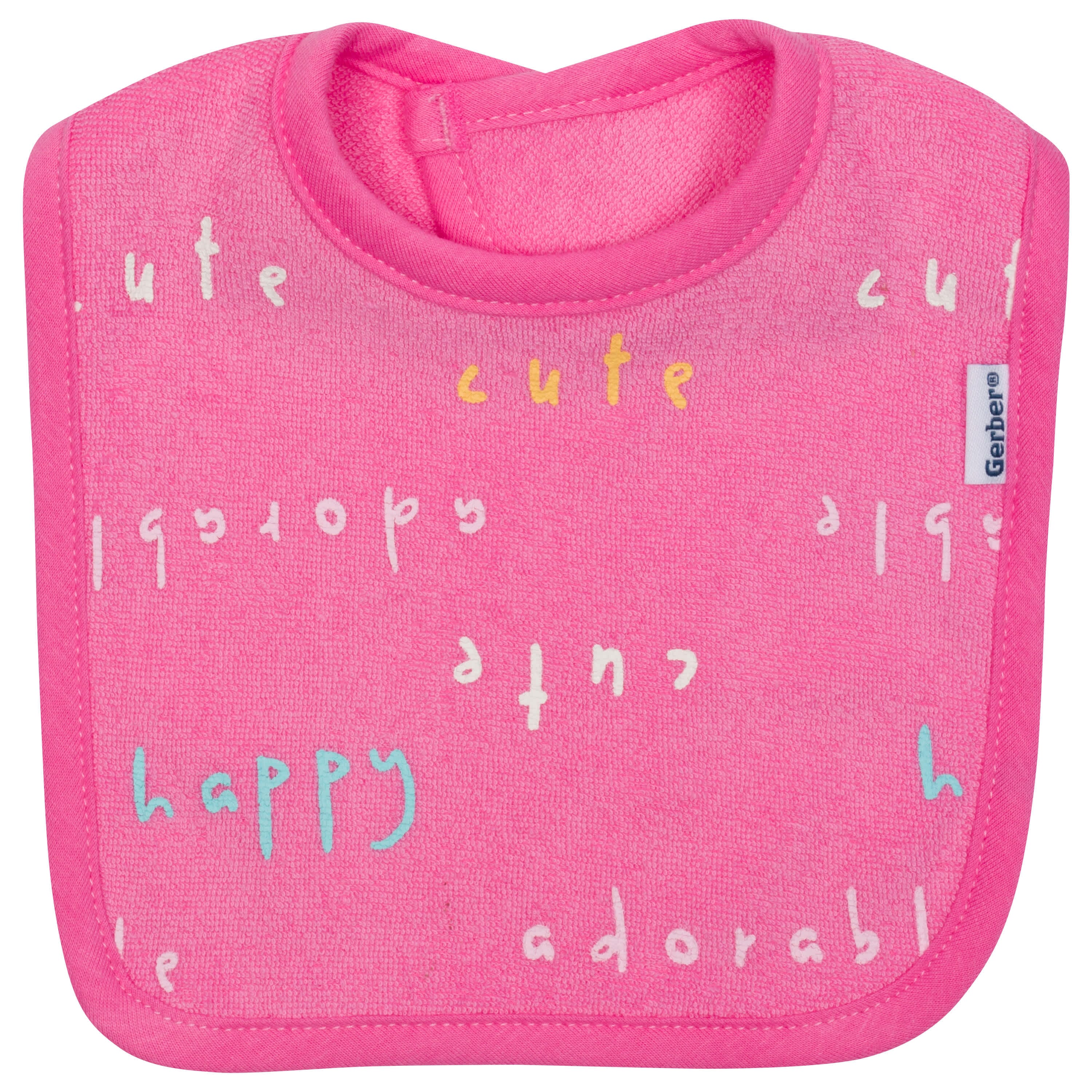 4-Pack Baby Girls Bear Dribbler Bibs - Image 3