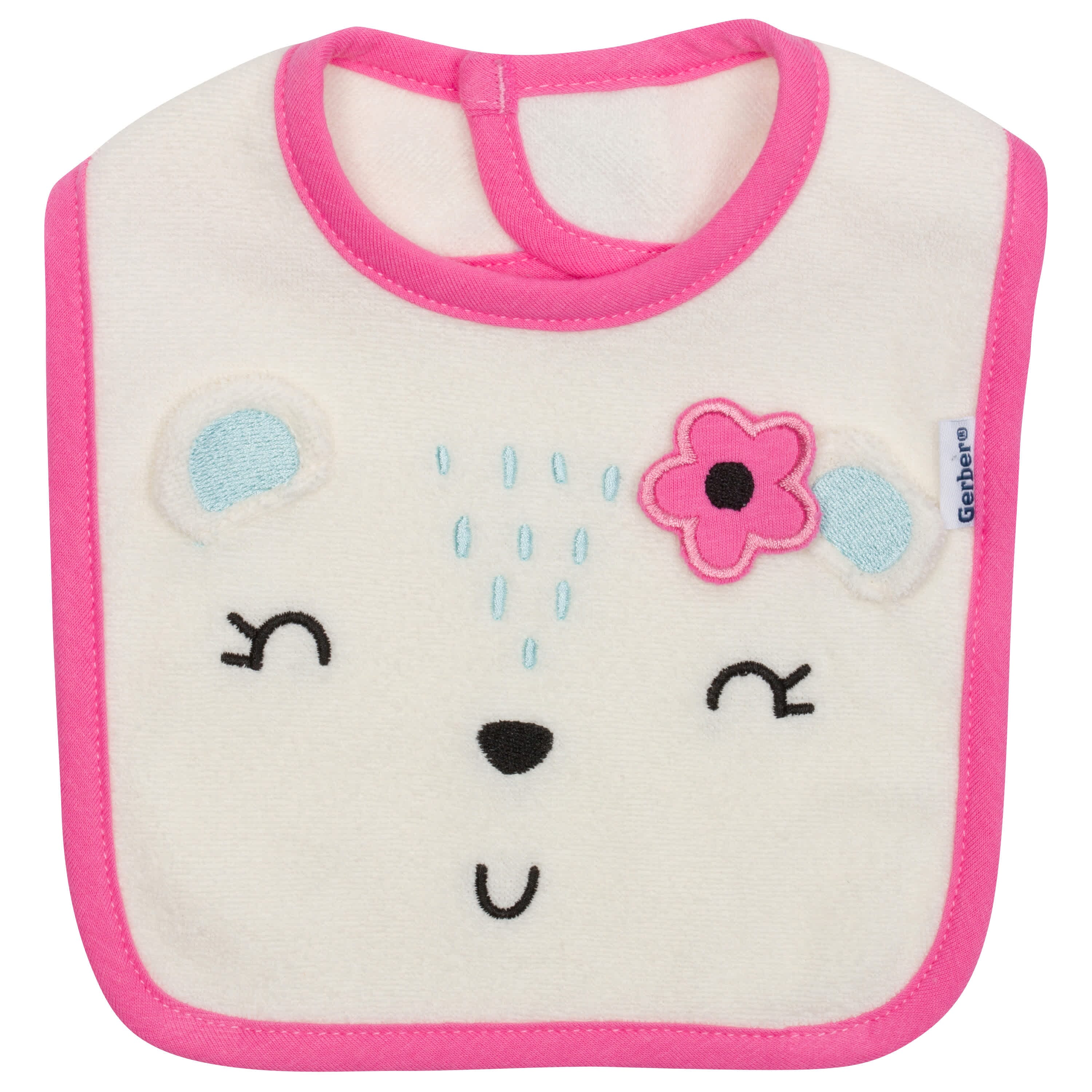 4-Pack Baby Girls Bear Dribbler Bibs - Image 4