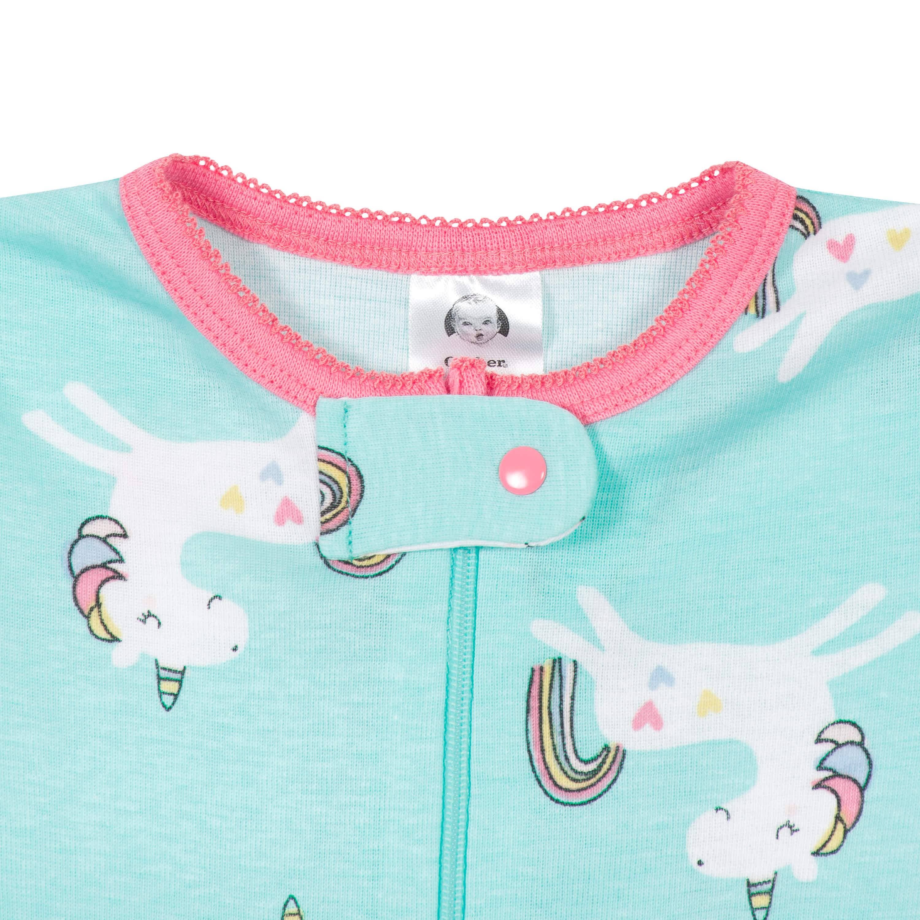 4-Pack Baby & Toddler Girls Unicorns & Cats Snug Fit Footed Cotton Pajamas - Image 12