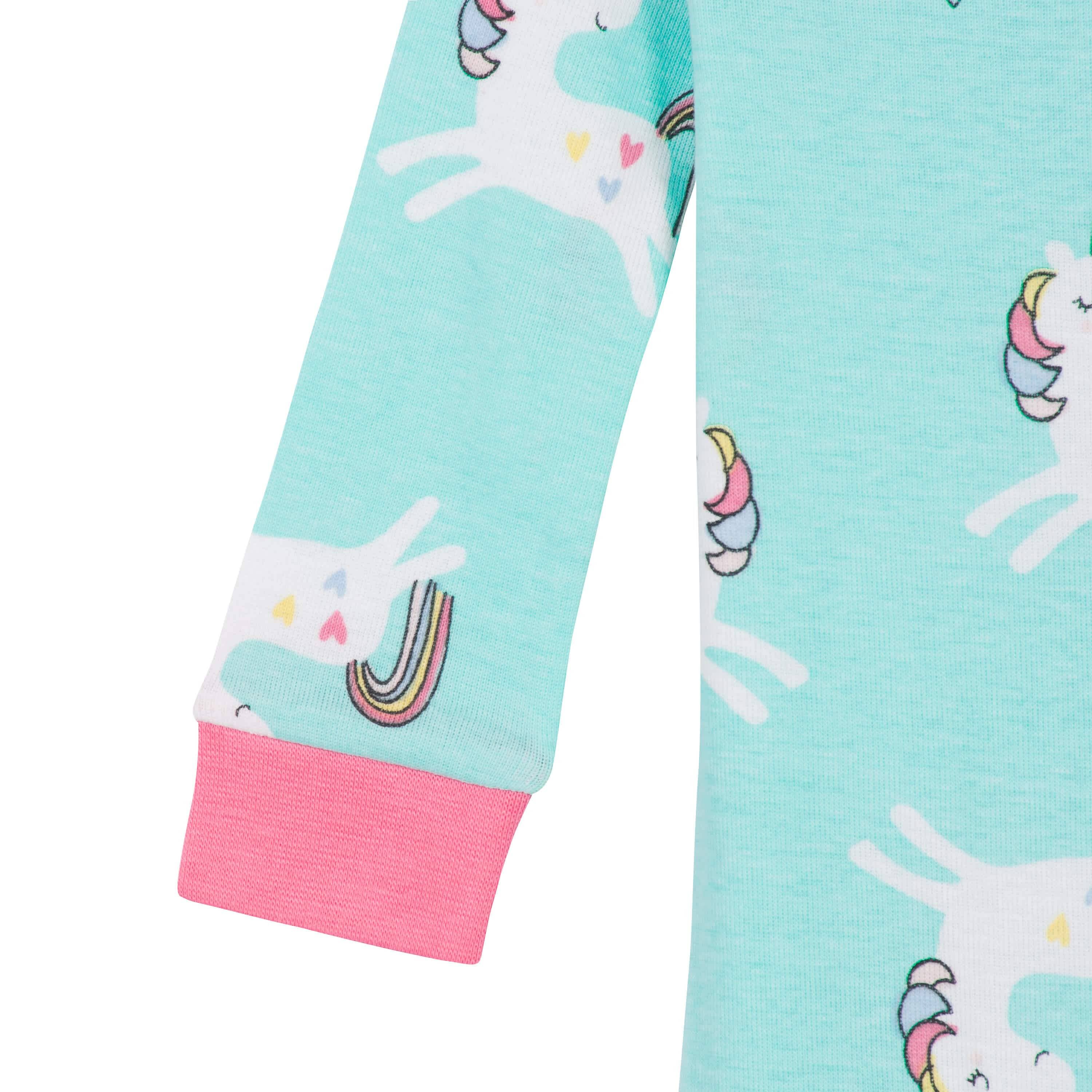 4-Pack Baby & Toddler Girls Unicorns & Cats Snug Fit Footed Cotton Pajamas - Image 13