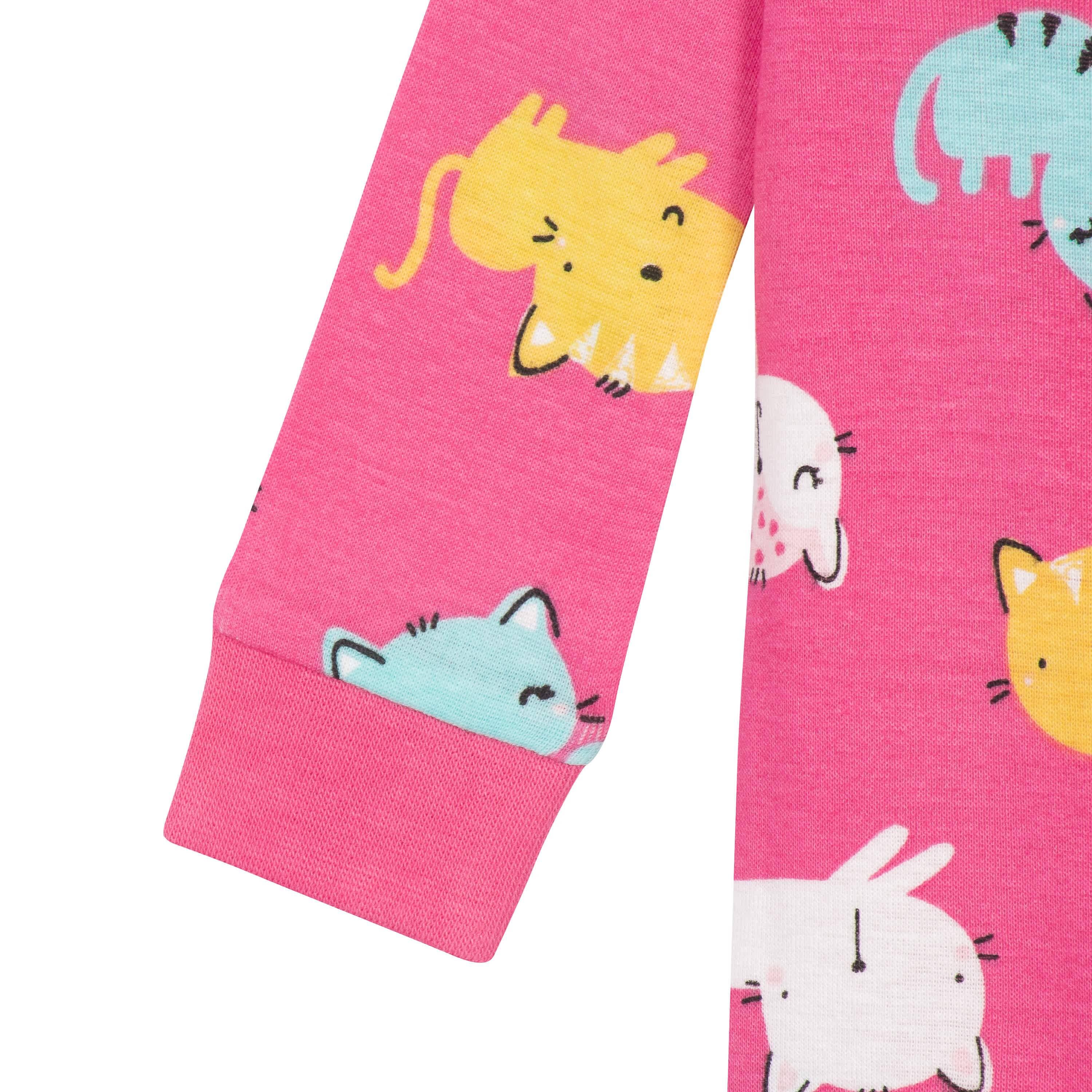 4-Pack Baby & Toddler Girls Unicorns & Cats Snug Fit Footed Cotton Pajamas - Image 7