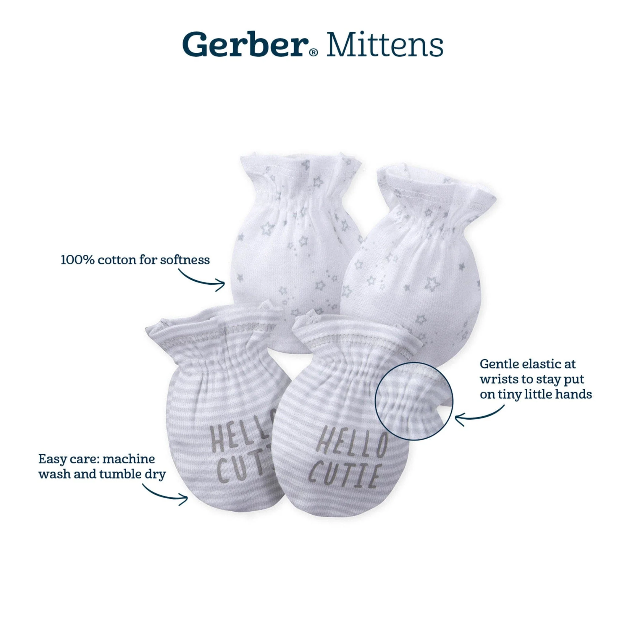 4-Pack Baby Neutral Lamb Mittens - Image 6