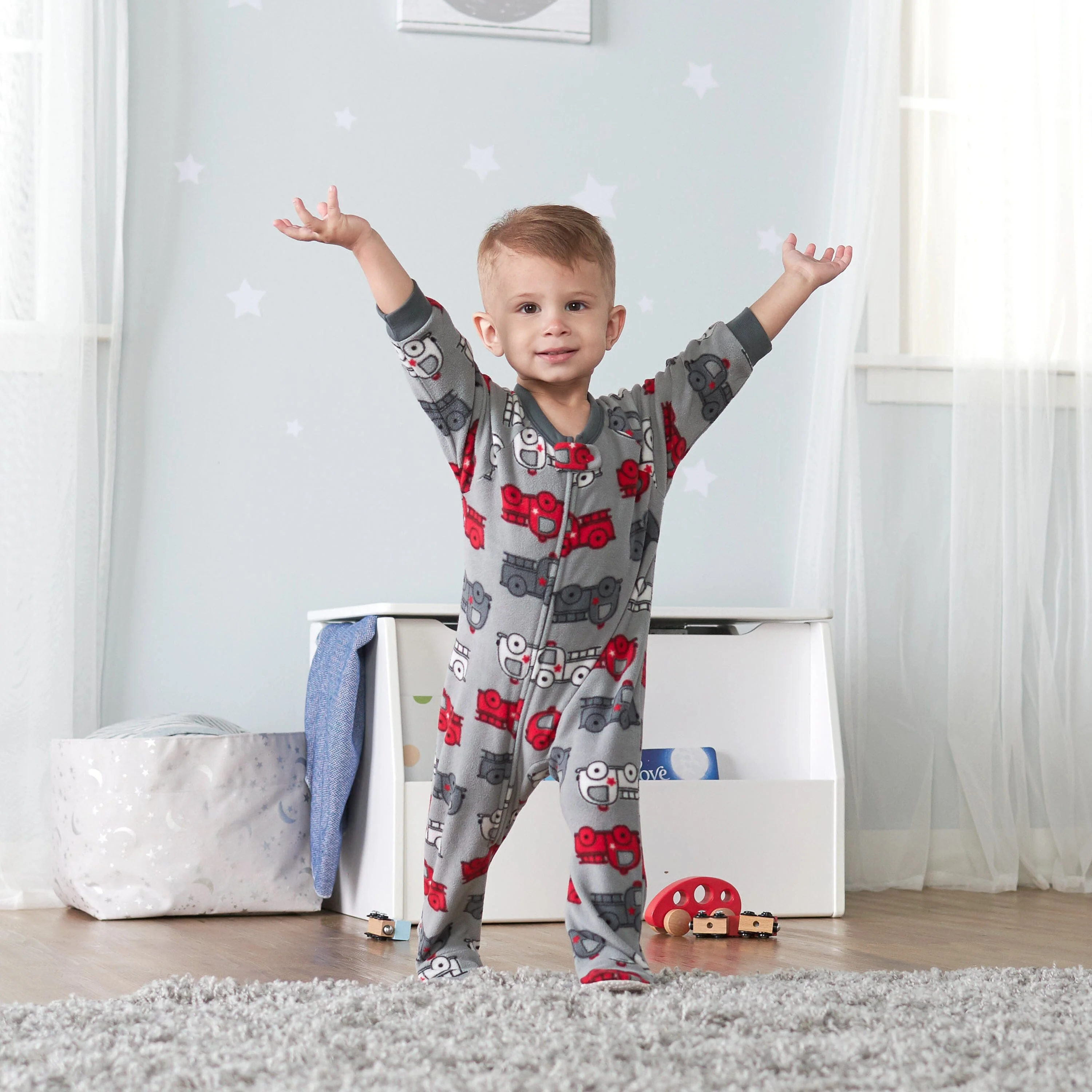 4-Pack Baby & Toddler Boys Fire Trucks & Plaid Fleece Pajamas - Image 3
