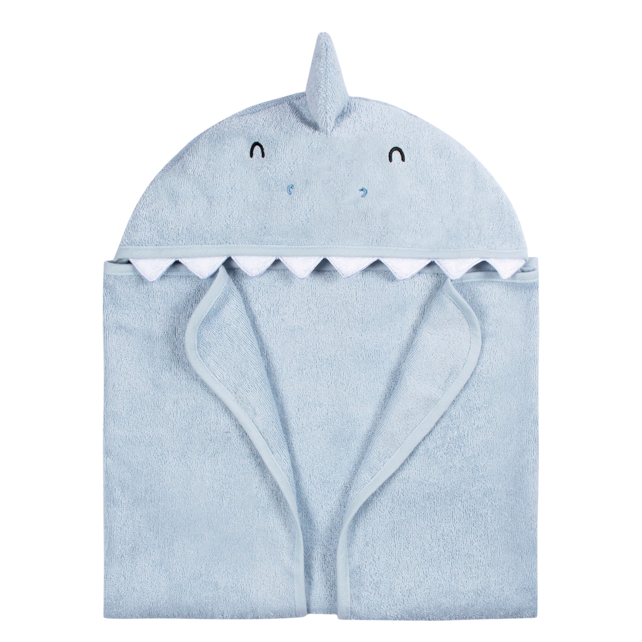 Embroidered 4-Piece Baby Boys Blue Shark Towel & Washcloths Set - Image 3